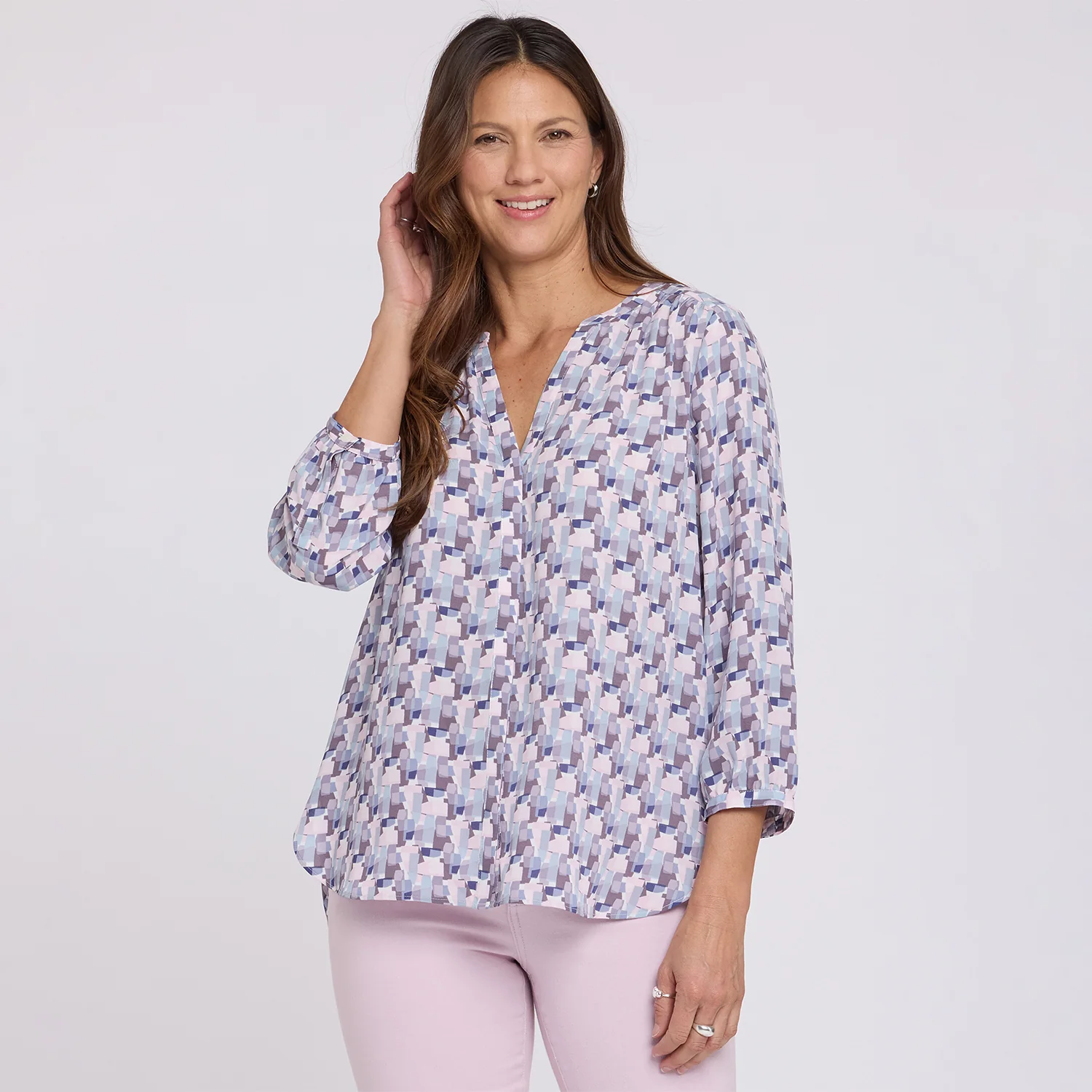 Pintuck Blouse - Aurora Abstract - Image 6