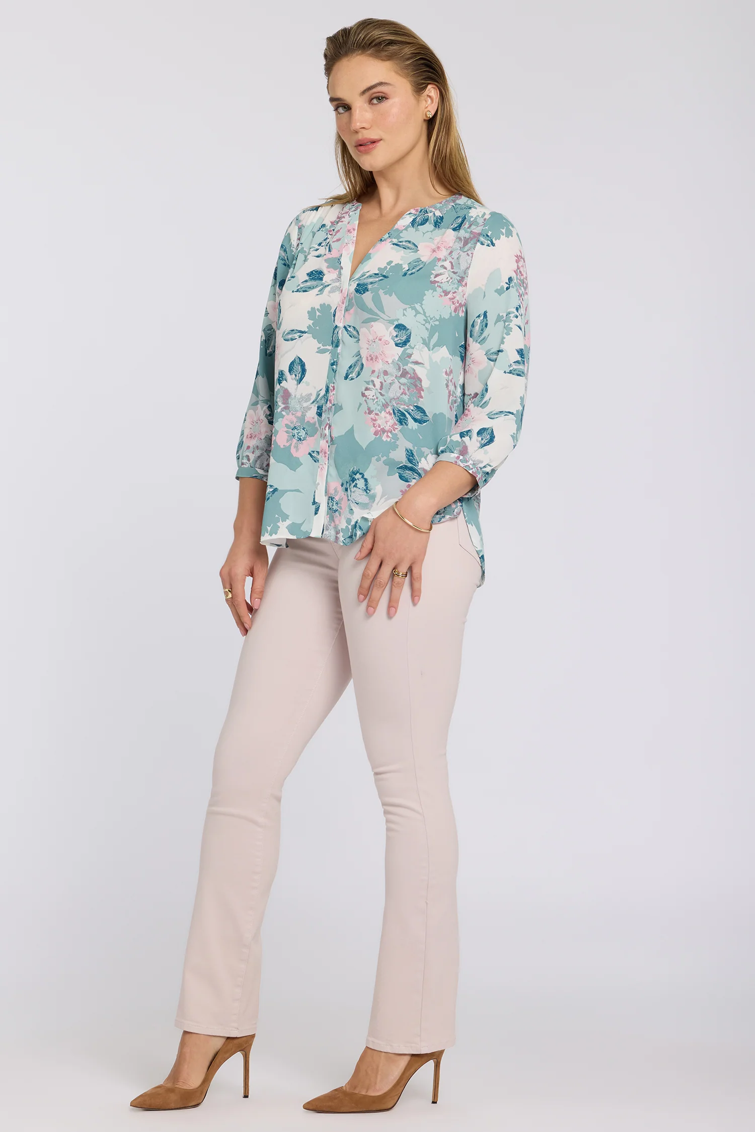 Pintuck Blouse - Floral Mosaic - Image 3