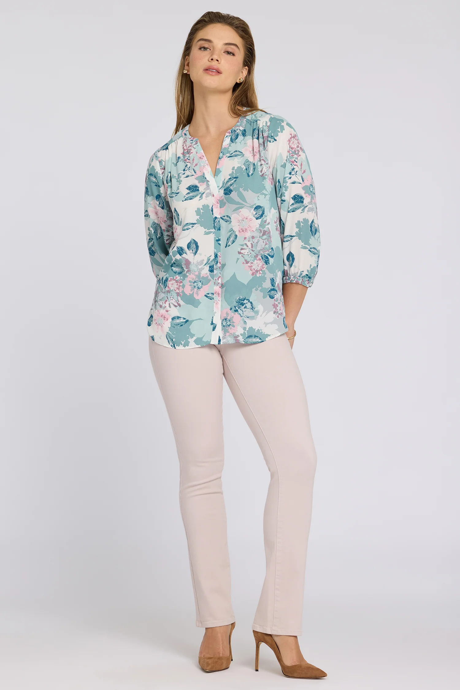 Pintuck Blouse - Floral Mosaic - Image 4