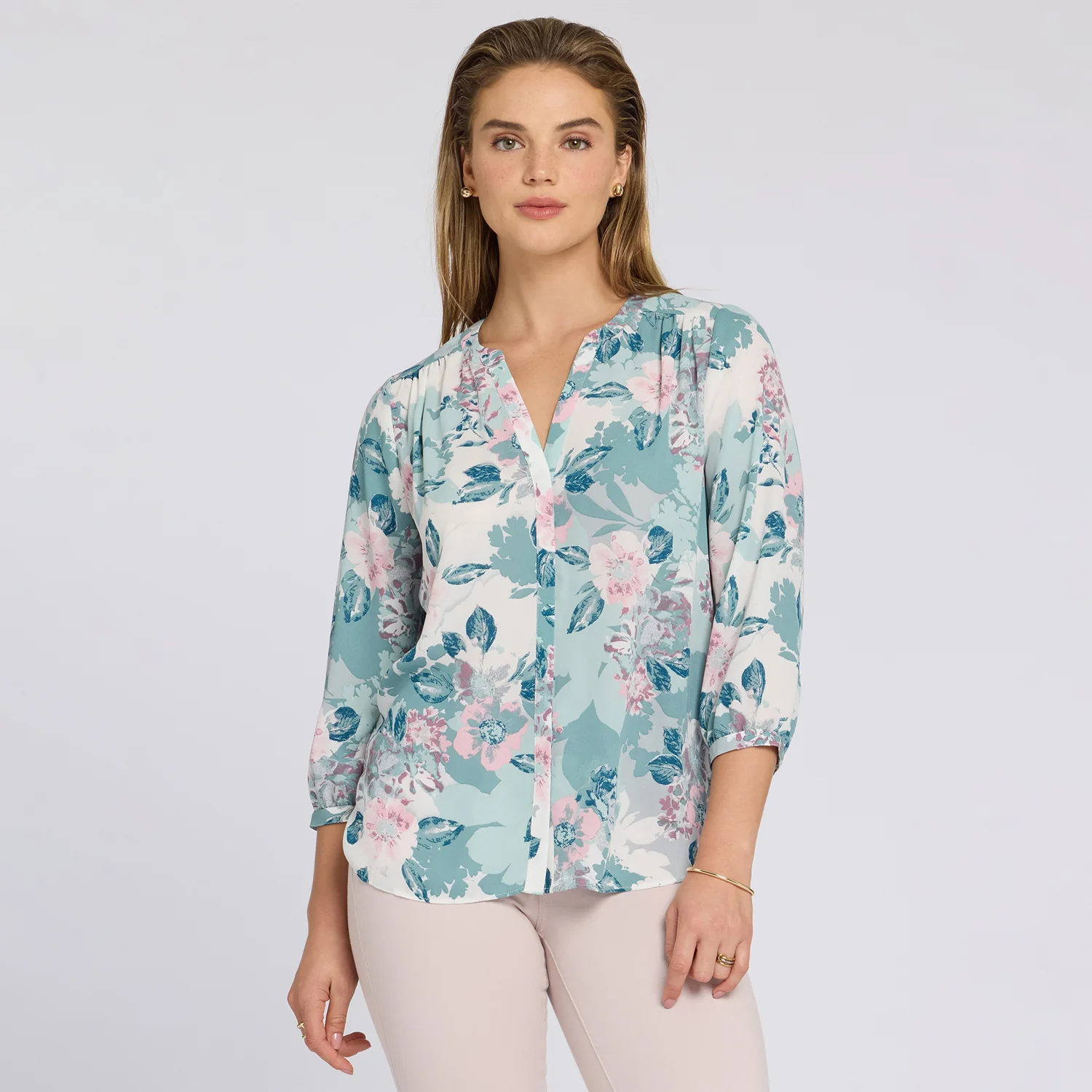 Pintuck Blouse - Floral Mosaic - Image 6