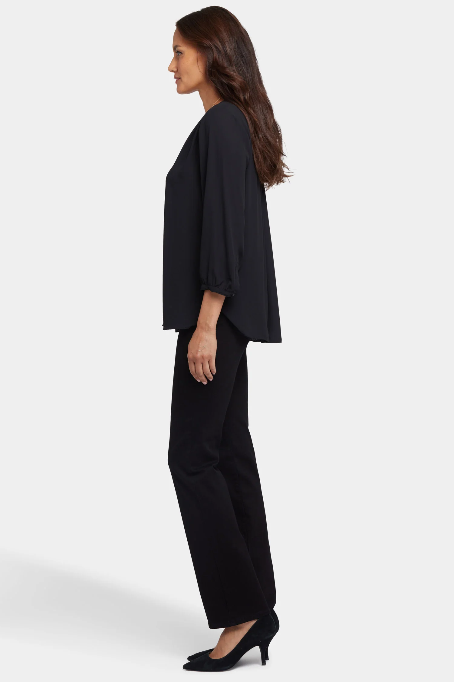 Pintuck Blouse In Petite - Black - Image 3