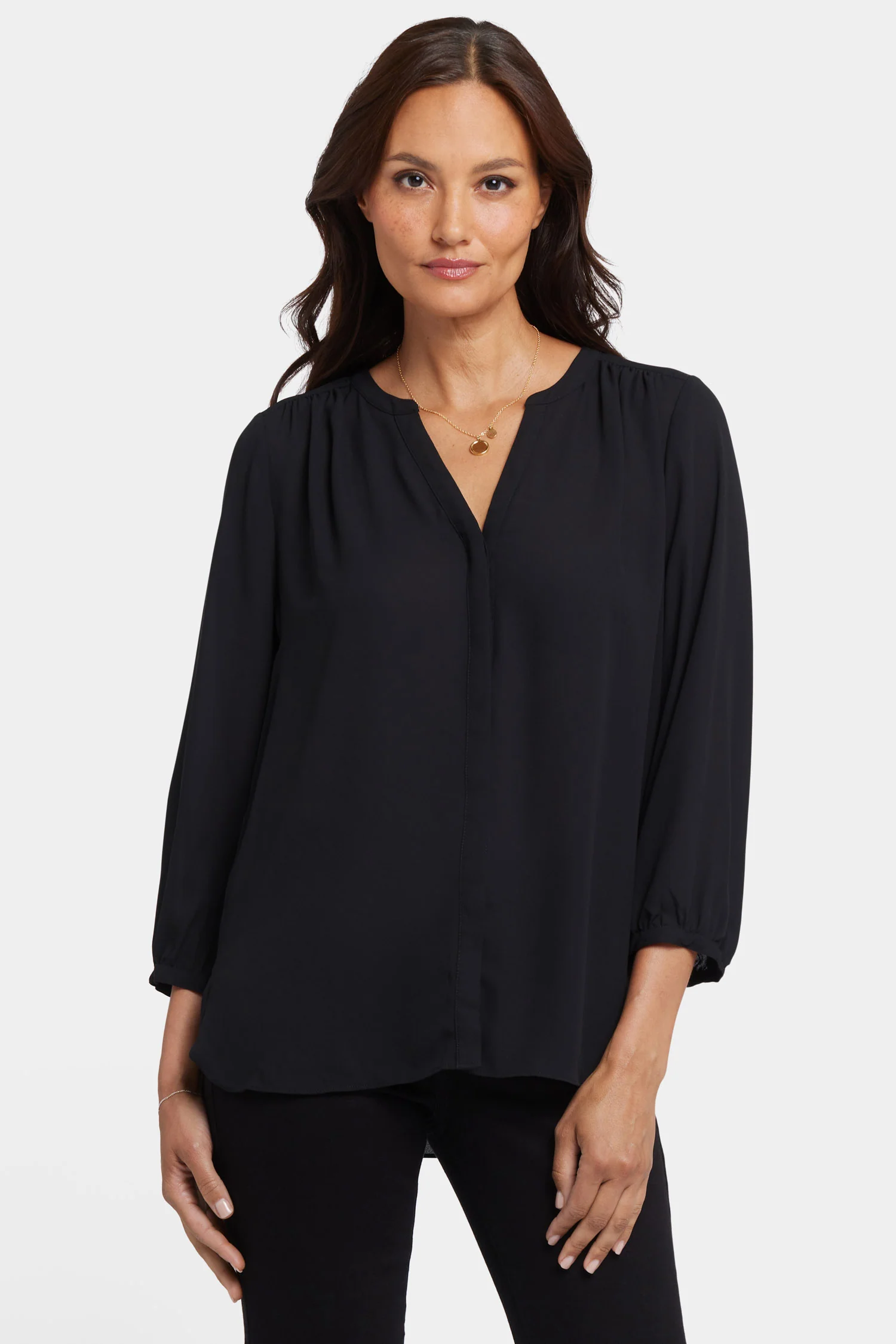 Pintuck Blouse In Petite - Black - Image 4
