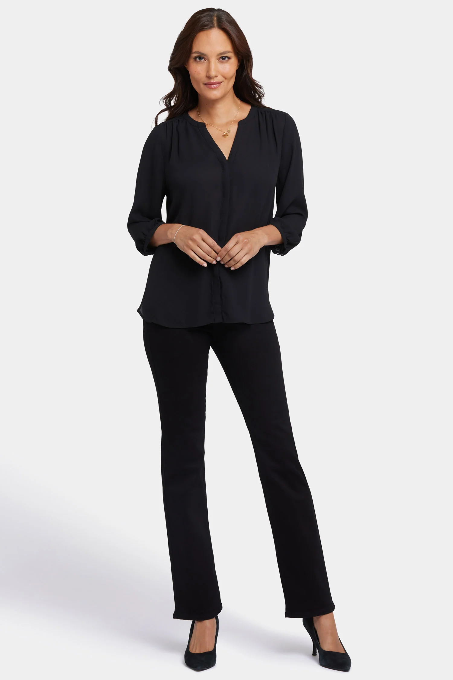 Pintuck Blouse In Petite - Black - Image 5