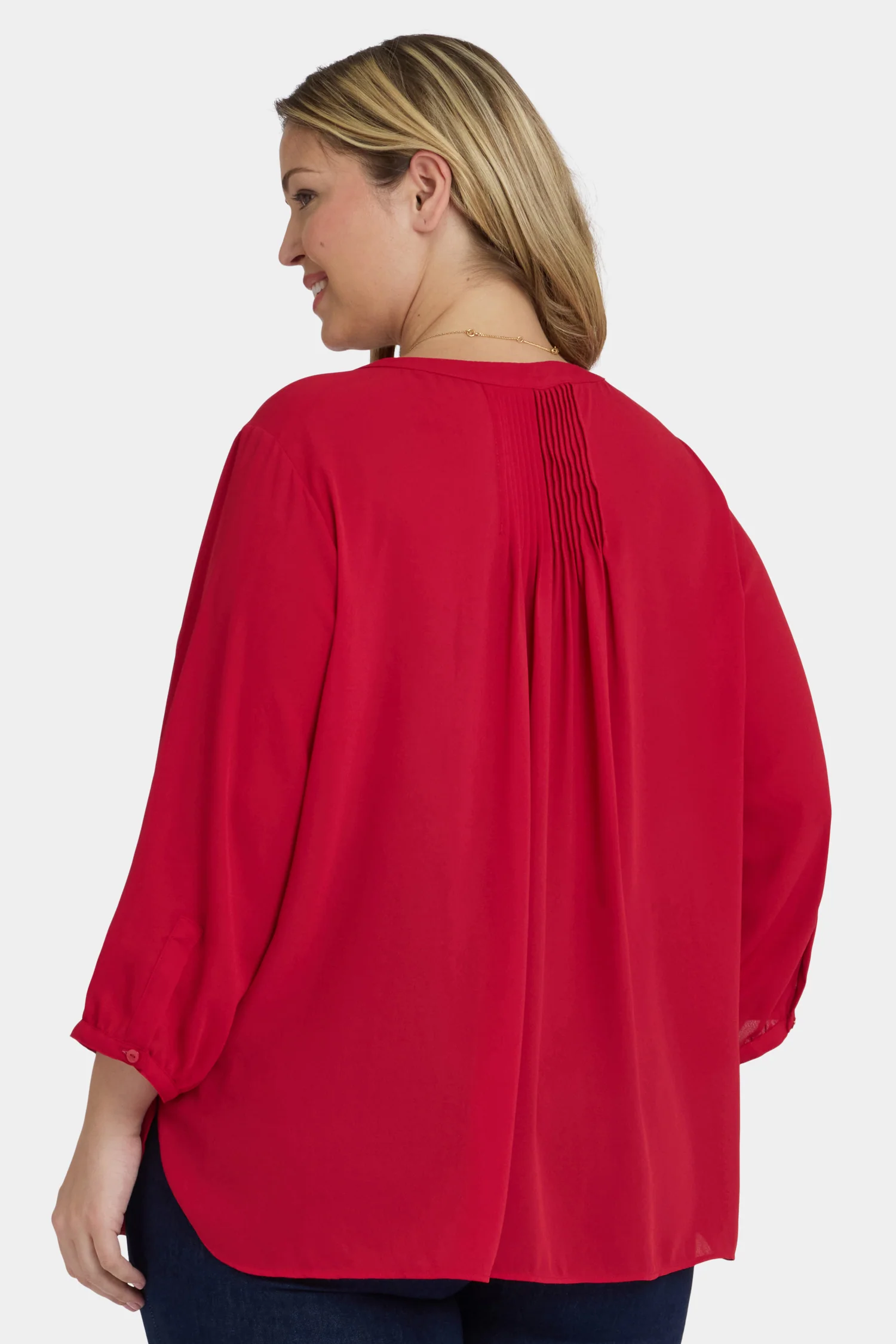 Pintuck Blouse In Plus Size - Carnelian - Image 2