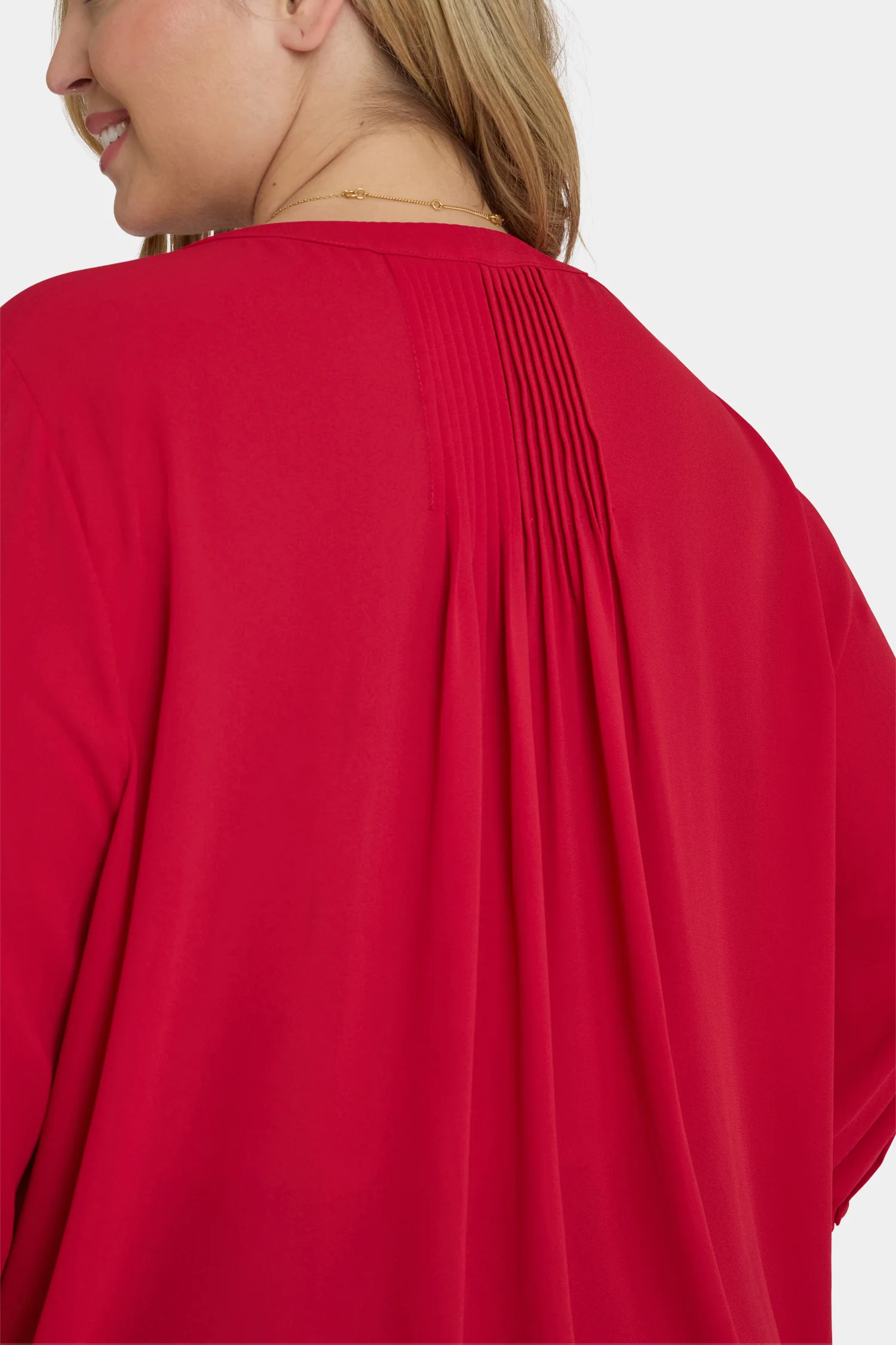 Pintuck Blouse In Plus Size - Carnelian - Image 5