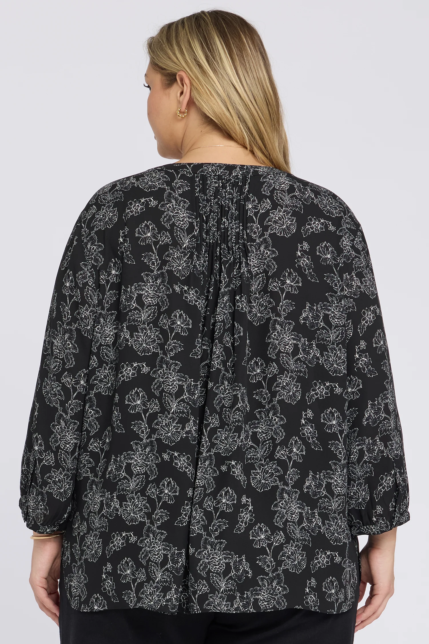 Pintuck Blouse In Plus Size - Floralesque - Image 2