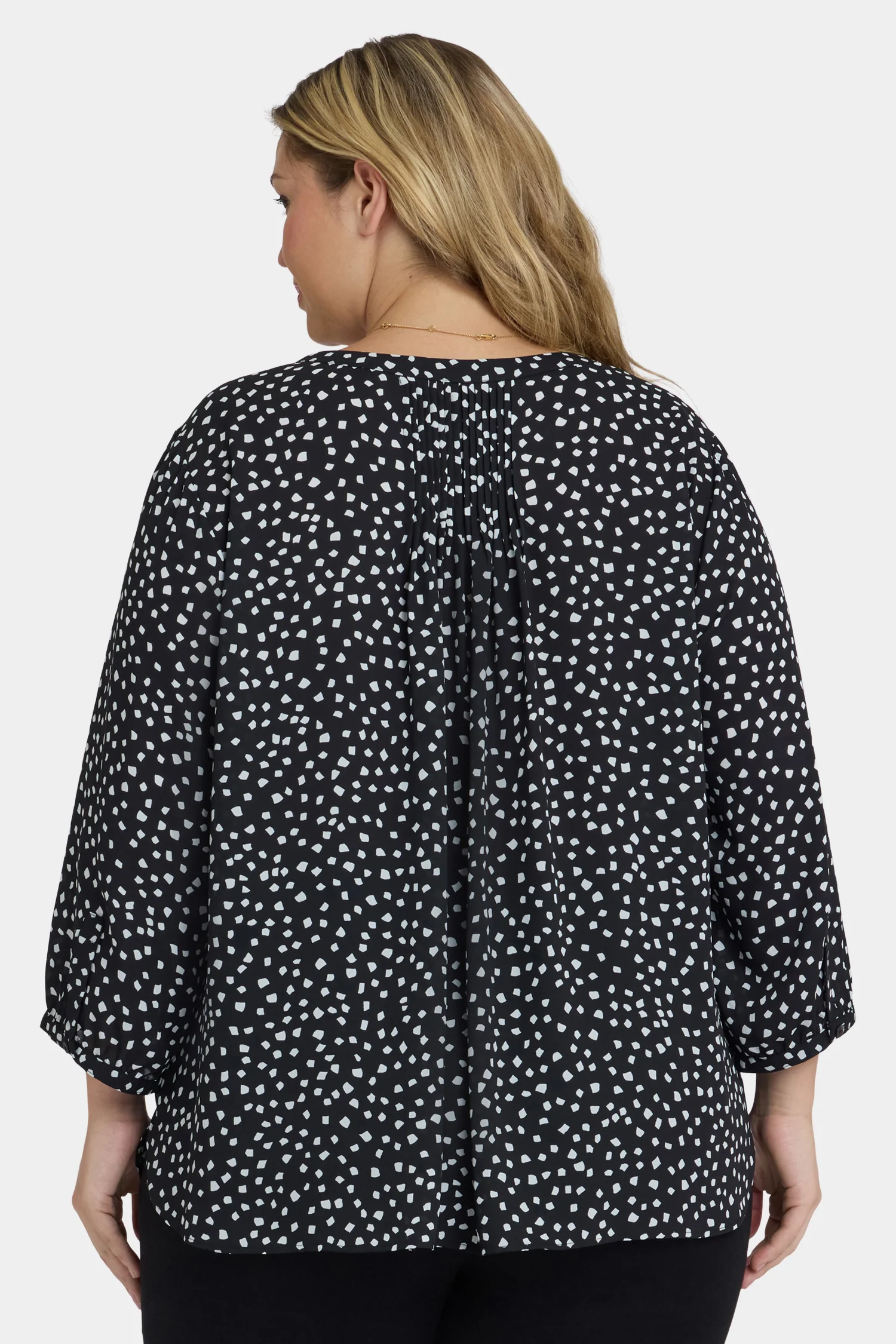 Pintuck Blouse In Plus Size - Francoise Dots - Image 3