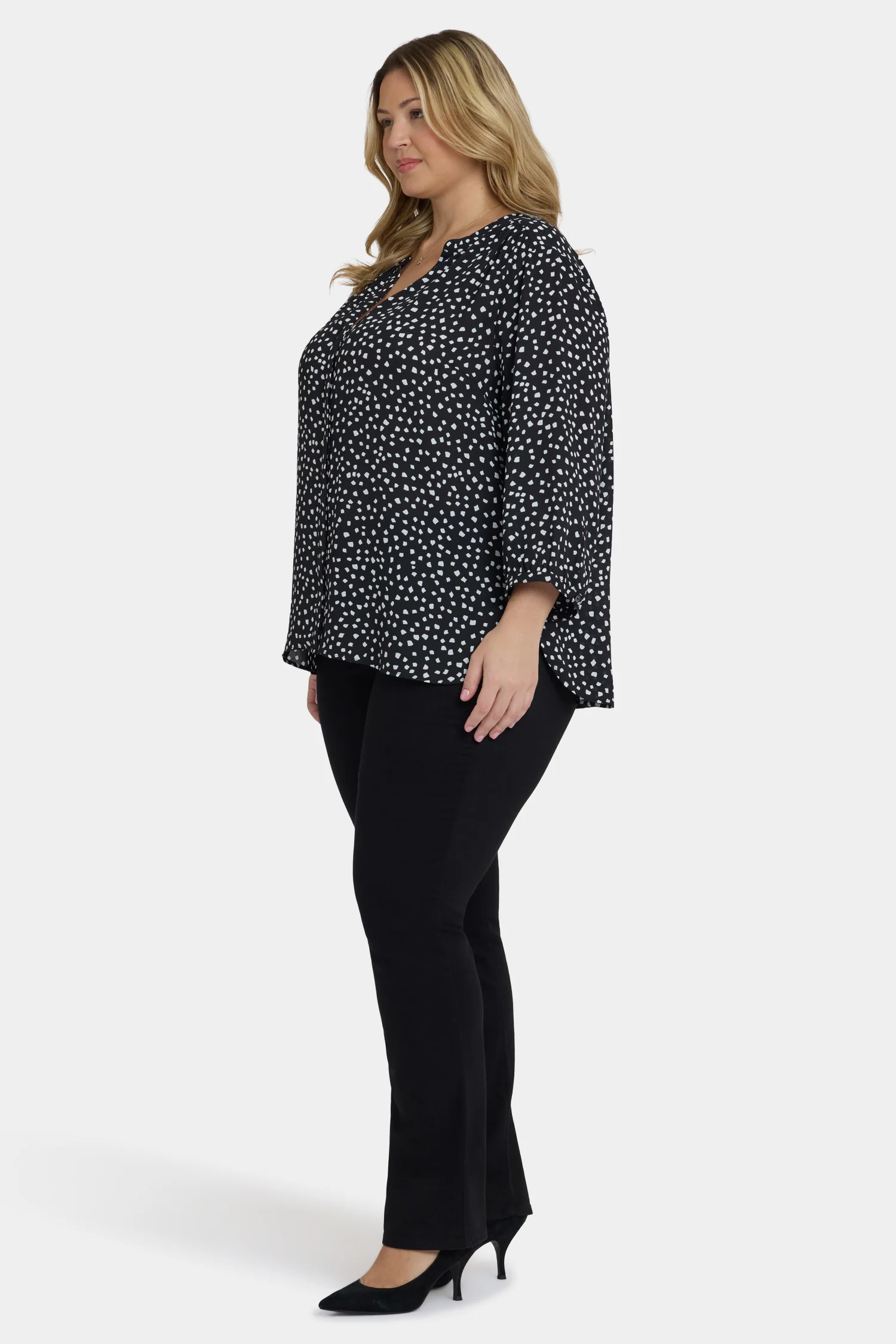 Pintuck Blouse In Plus Size - Francoise Dots - Image 4