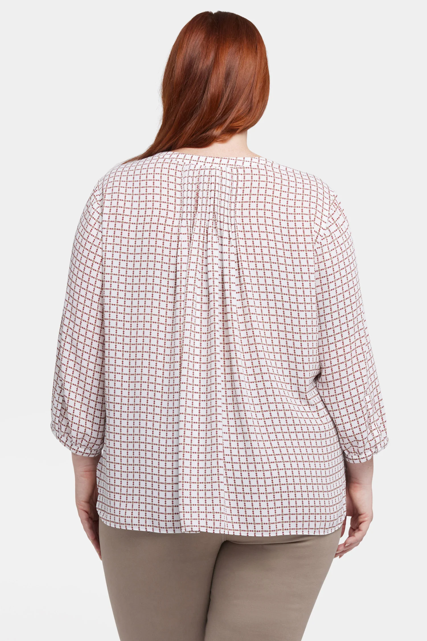 Pintuck Blouse In Plus Size - Graceful Geo - Image 2