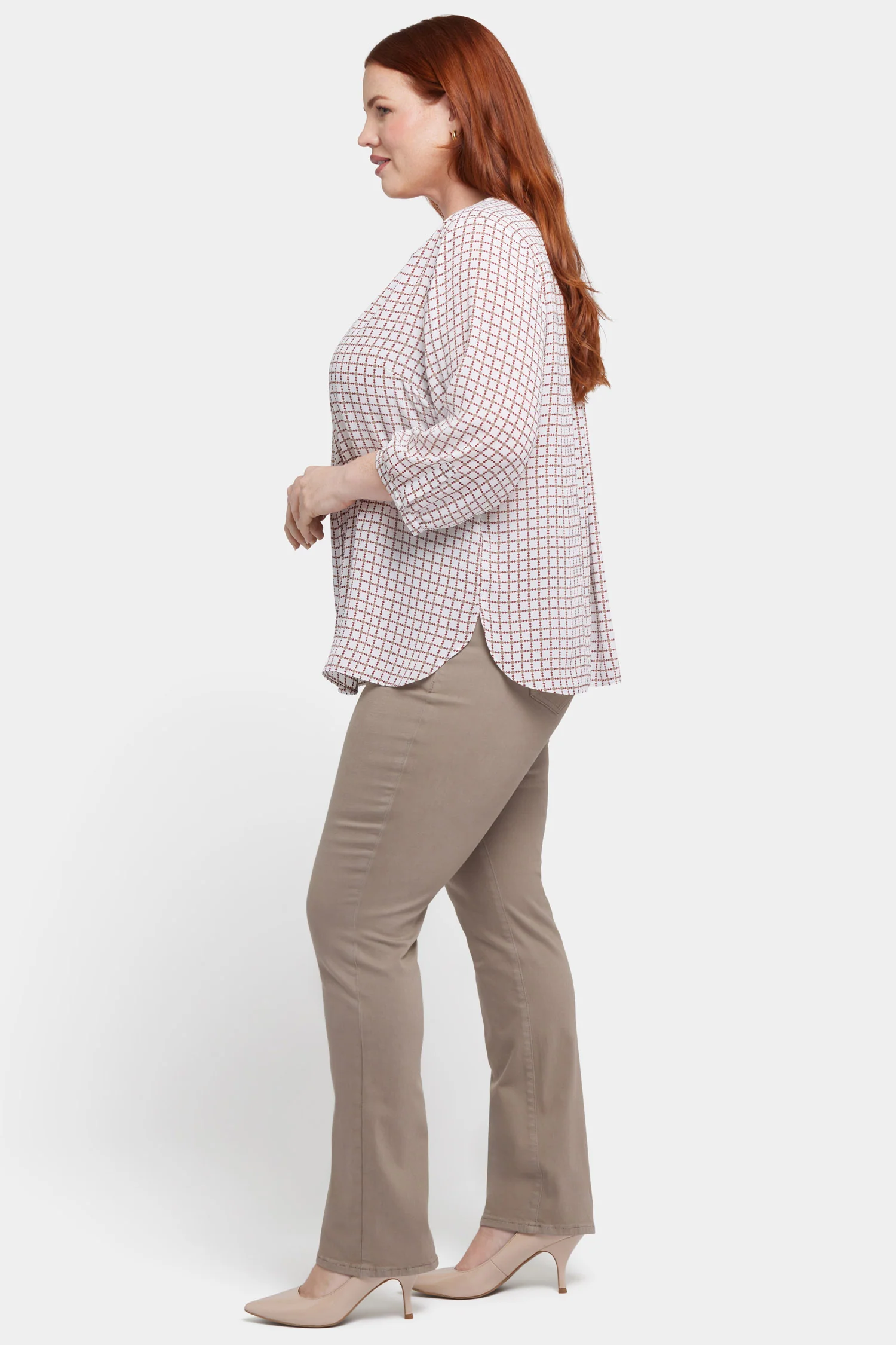 Pintuck Blouse In Plus Size - Graceful Geo - Image 3