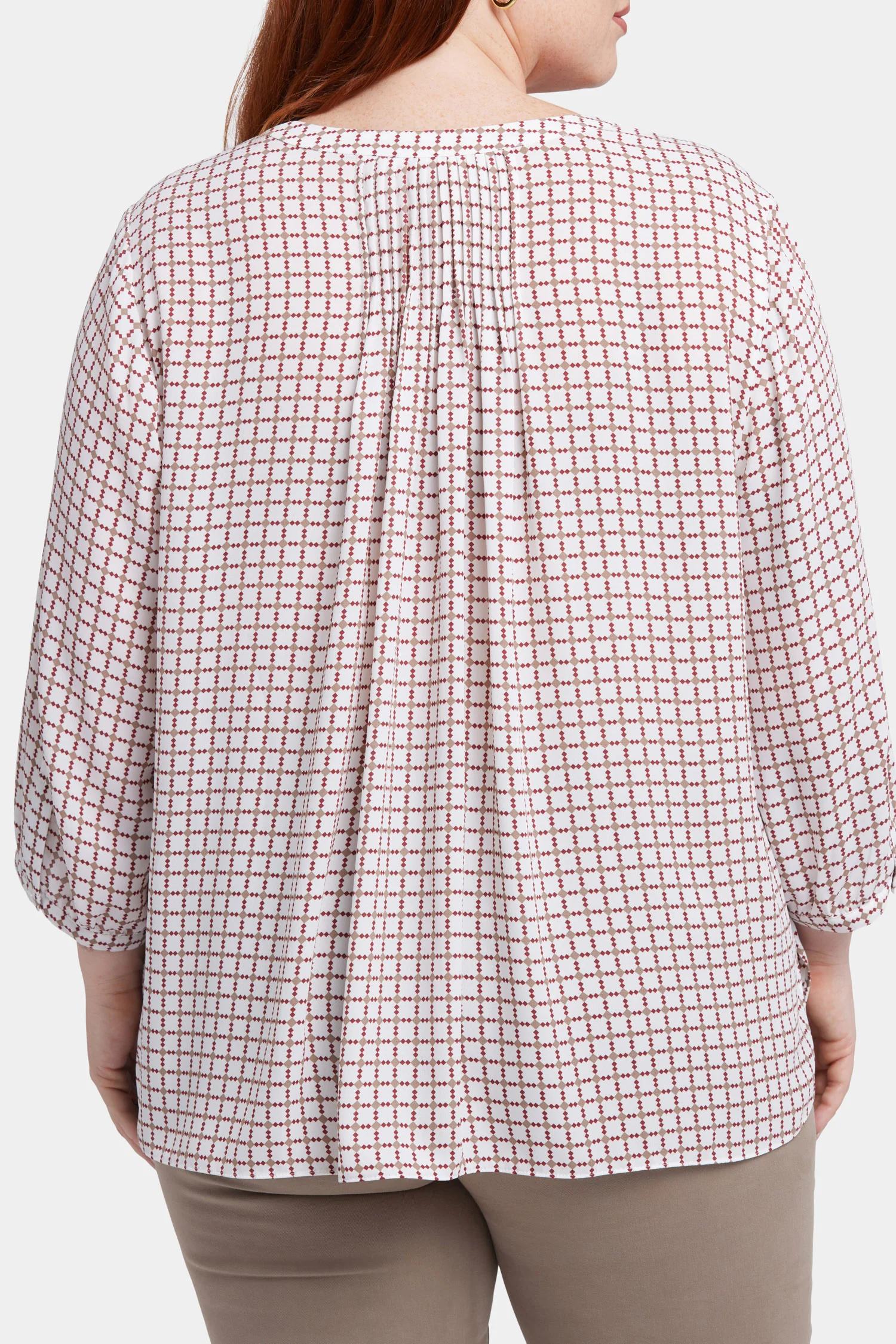 Pintuck Blouse In Plus Size - Graceful Geo - Image 6