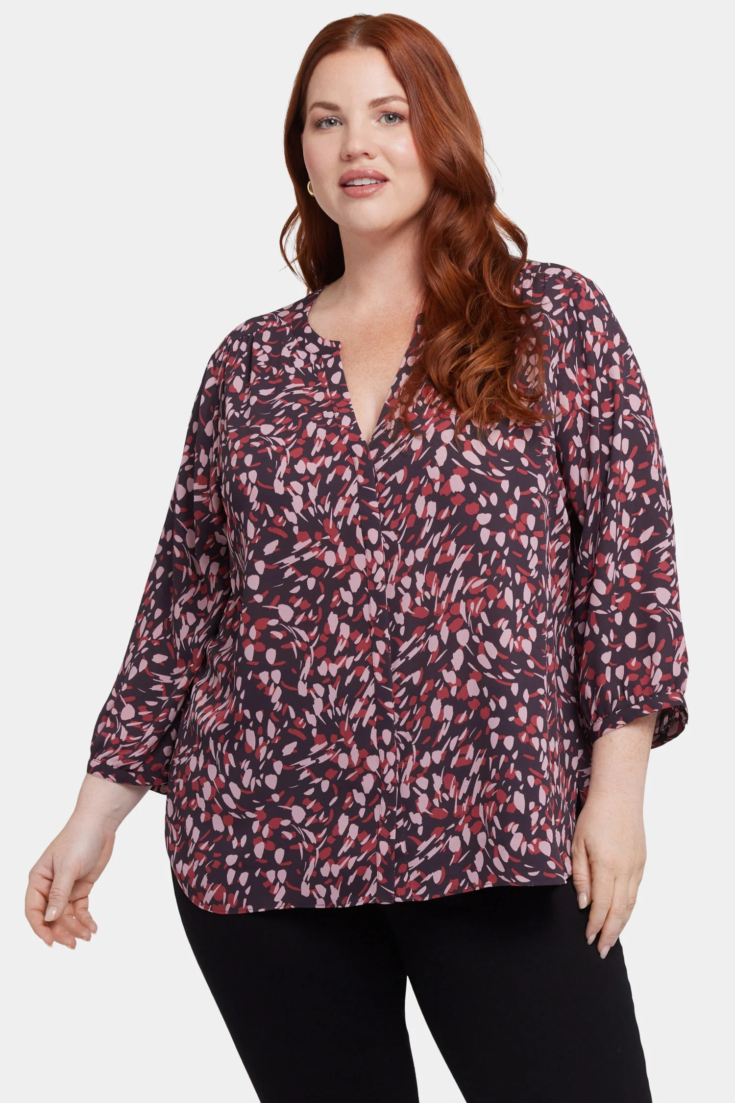 Pintuck Blouse In Plus Size - Perla Plum - Image 4