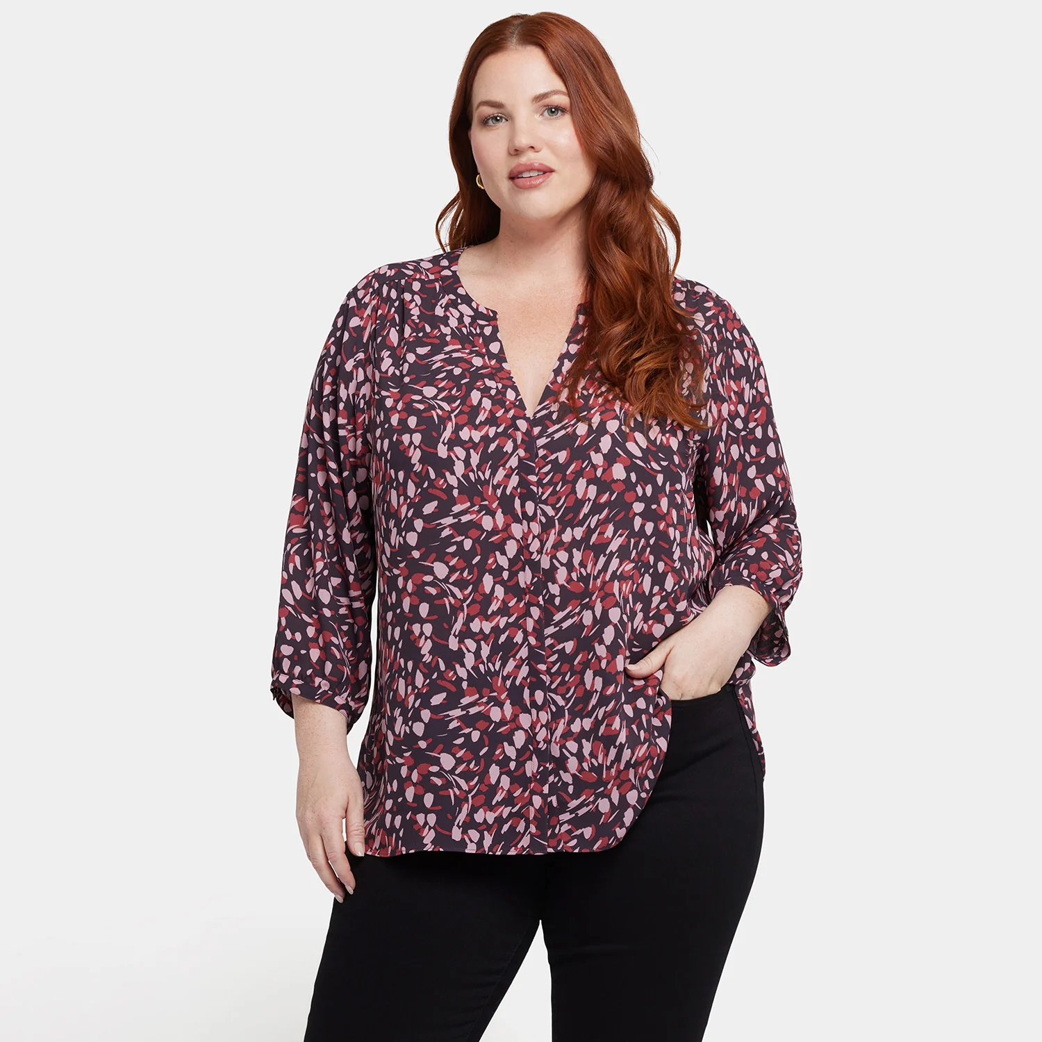 Pintuck Blouse In Plus Size - Perla Plum - Image 7