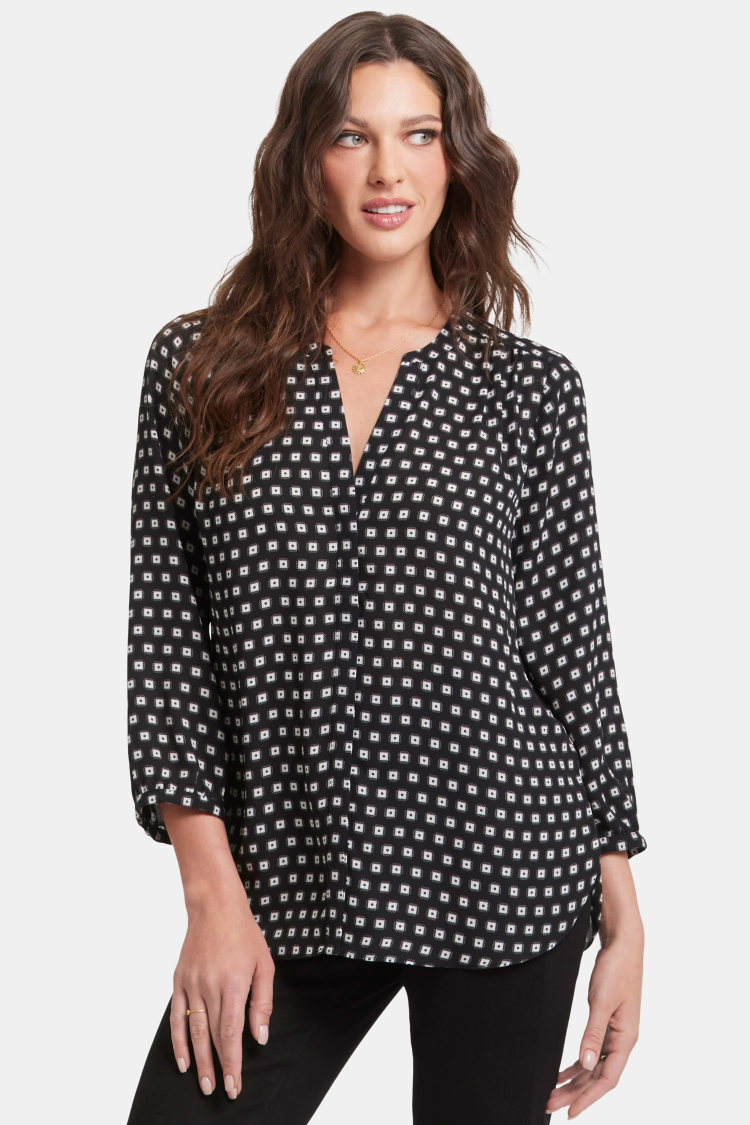 Pintuck Blouse - Pearl Medallion - Image 4