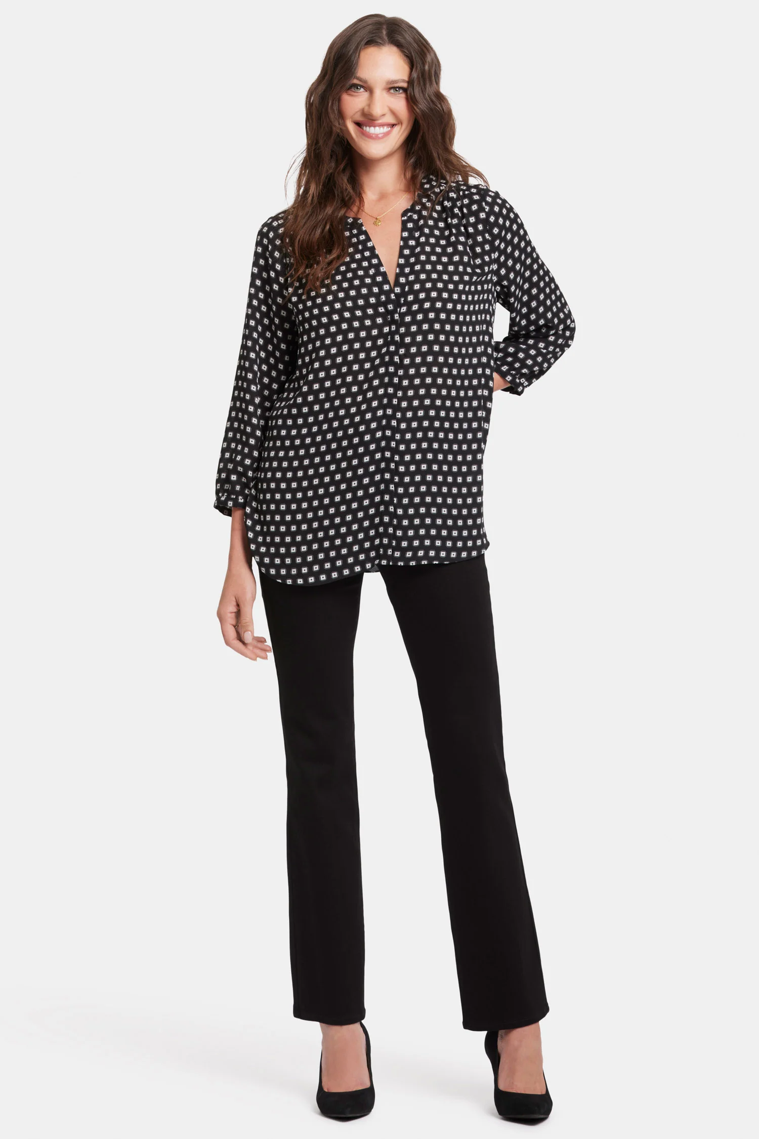 Pintuck Blouse - Pearl Medallion - Image 5