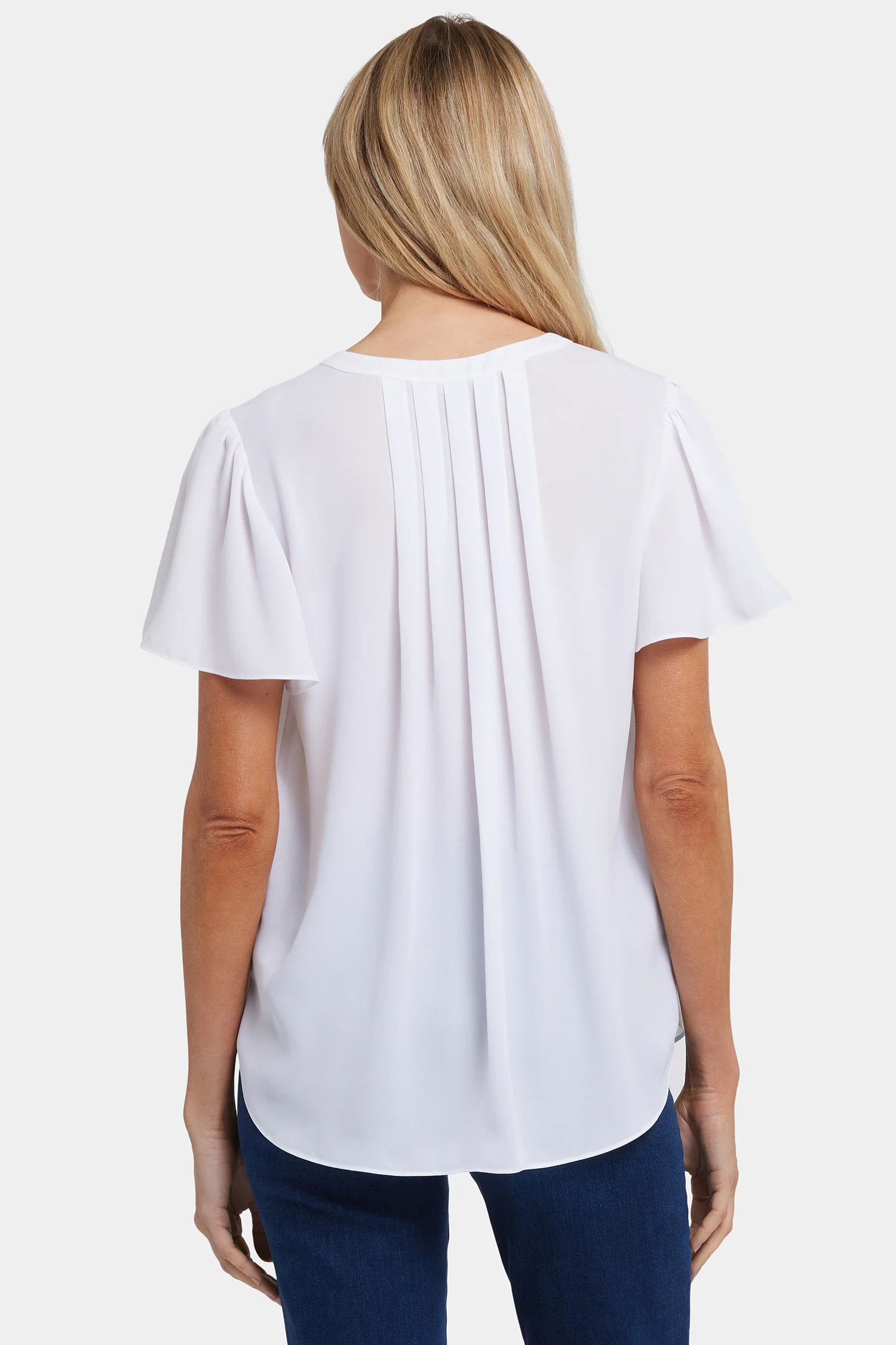Pleated Flutter Sleeved Blouse - Optic White - Image 2