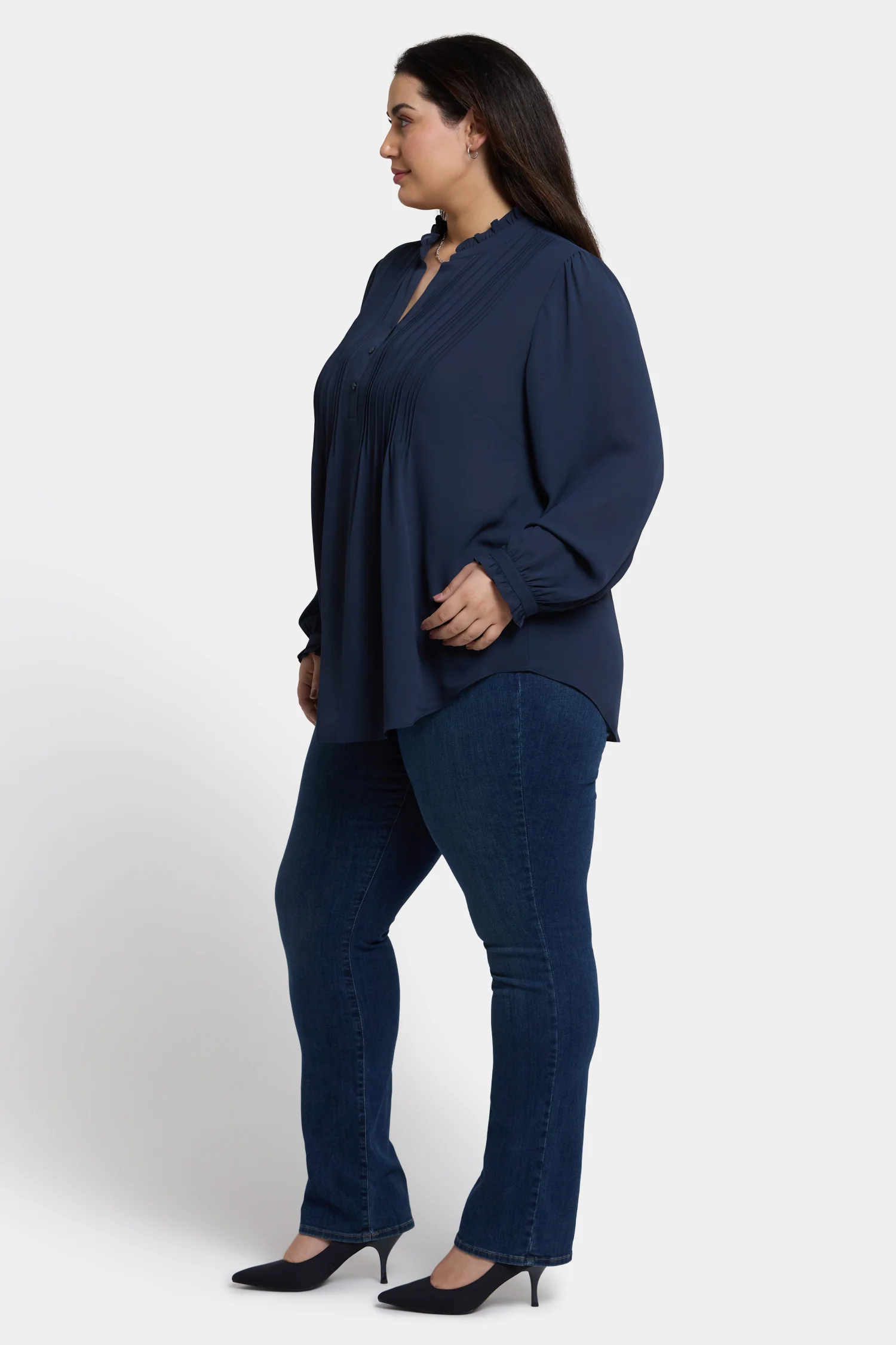 Pleated Front Tunic In Plus Size - Oxford Navy - Image 3