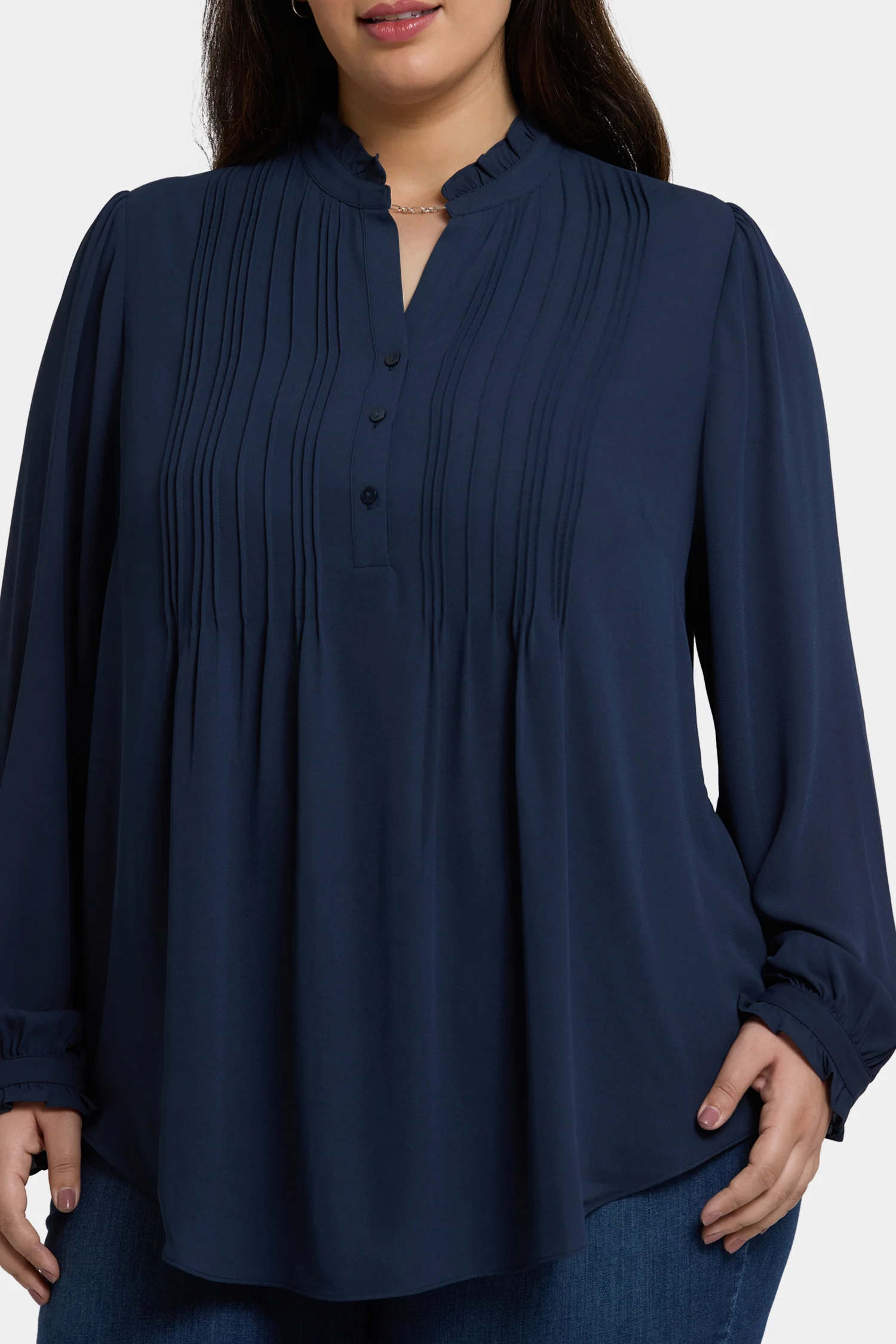 Pleated Front Tunic In Plus Size - Oxford Navy - Image 5