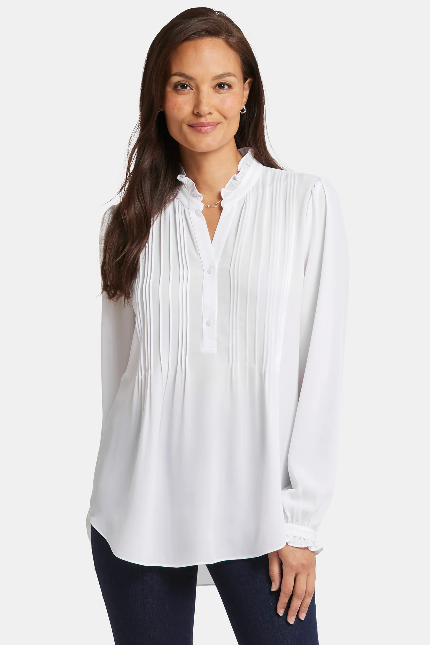 Pleated Front Tunic - Optic White - Image 4