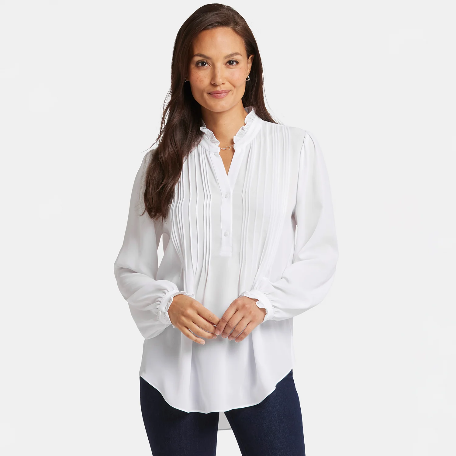Pleated Front Tunic - Optic White - Image 7