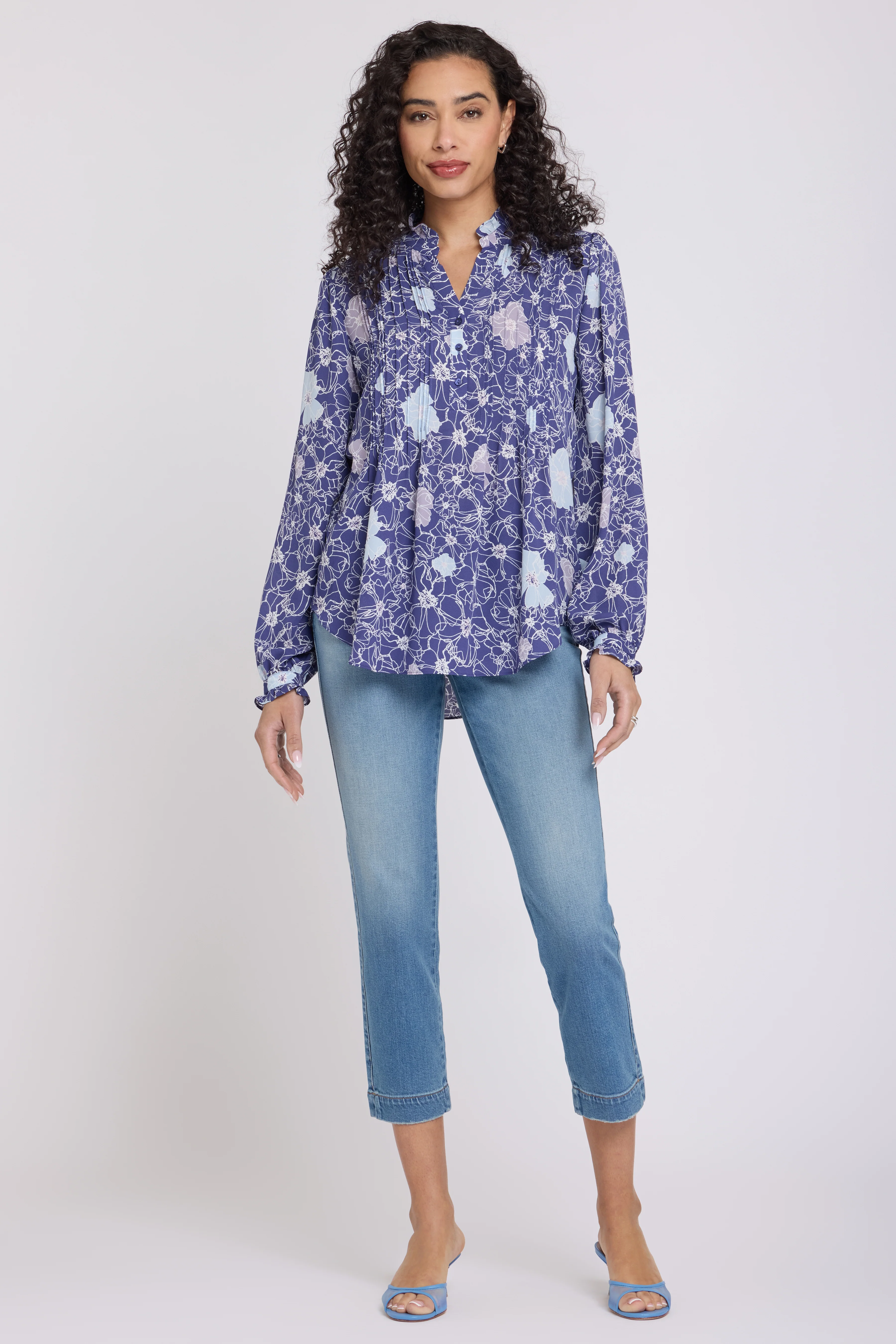 Pleated Front Tunic - Poppies at Dusk - Image 4