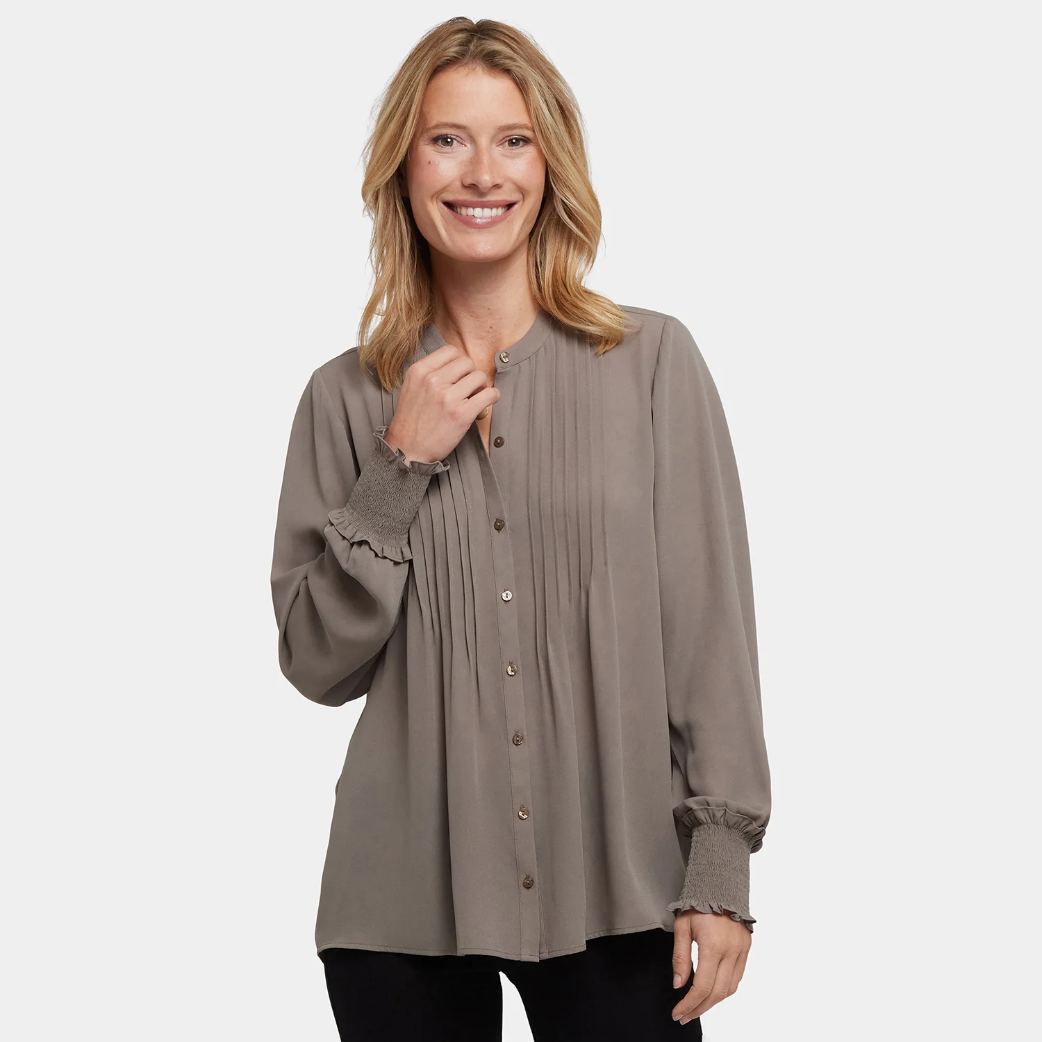 Pleated Peasant Blouse - Dark Wood - Image 6