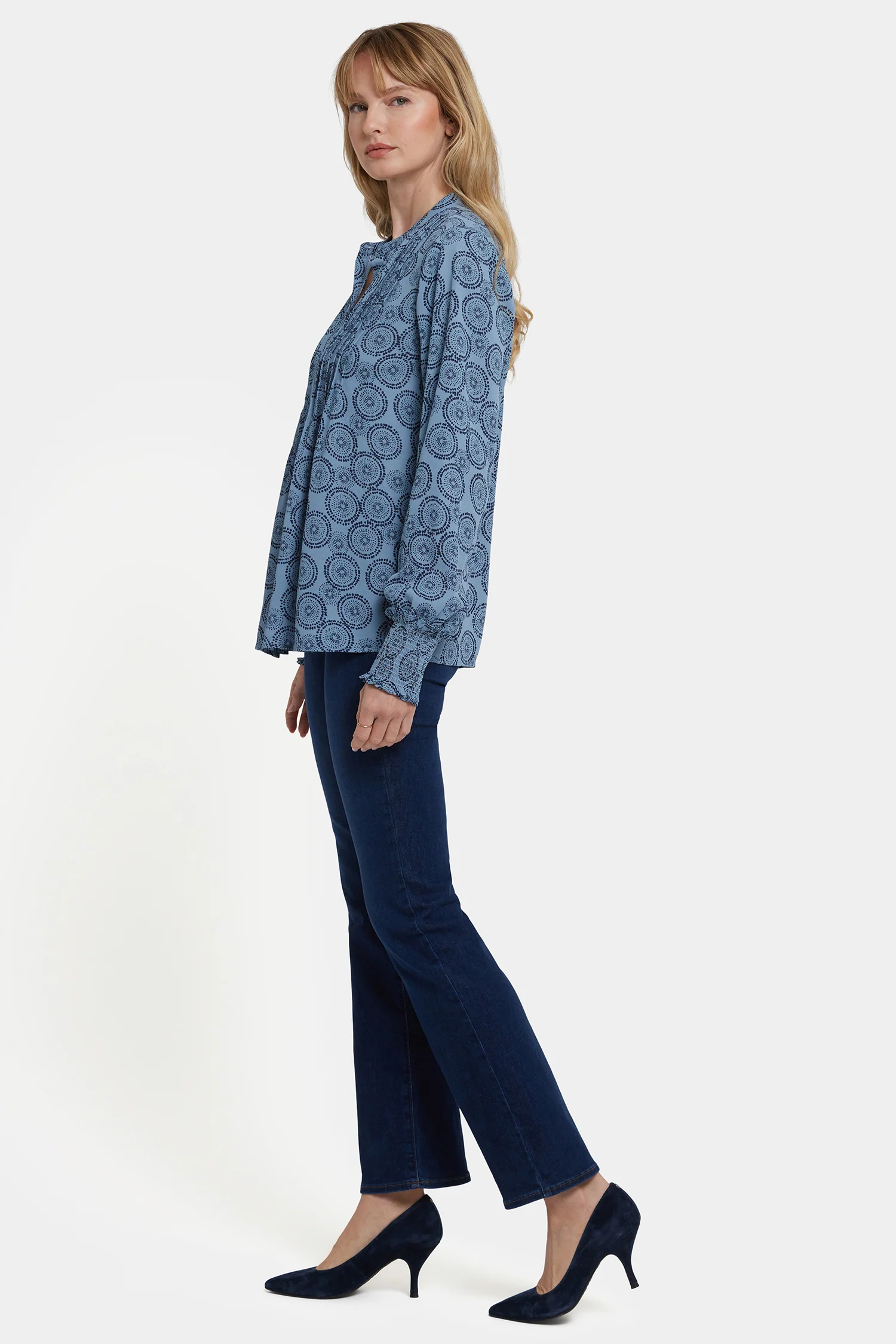 Pleated Peasant Blouse - Rain Garden - Image 3
