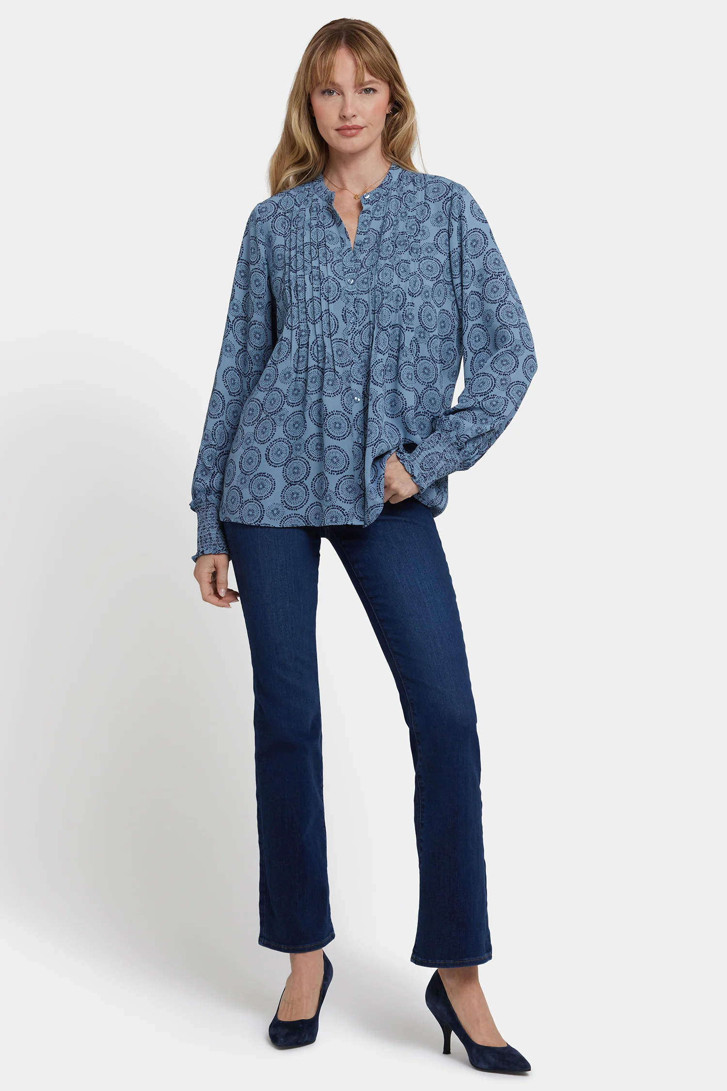 Pleated Peasant Blouse - Rain Garden - Image 4