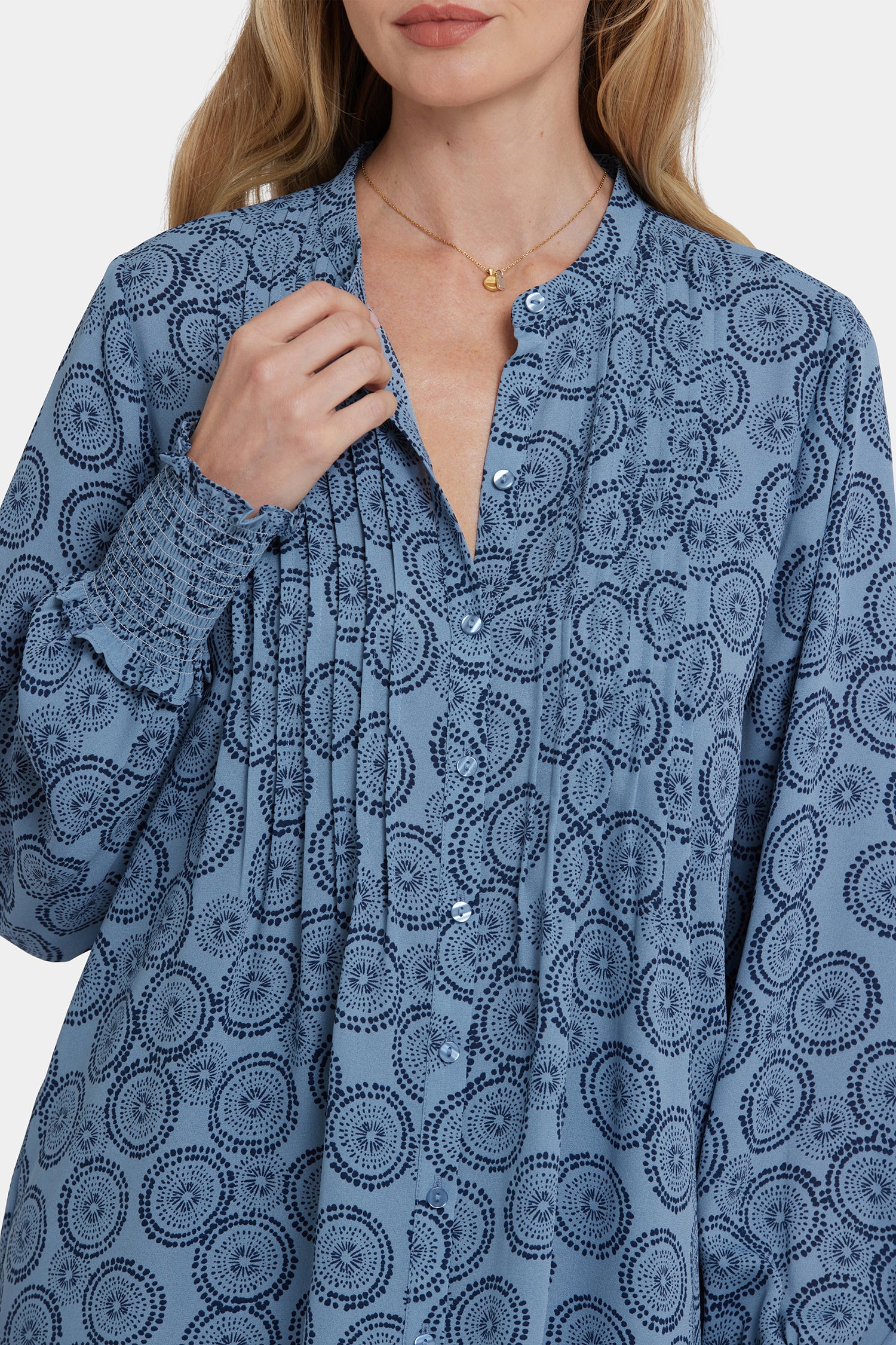 Pleated Peasant Blouse - Rain Garden - Image 5