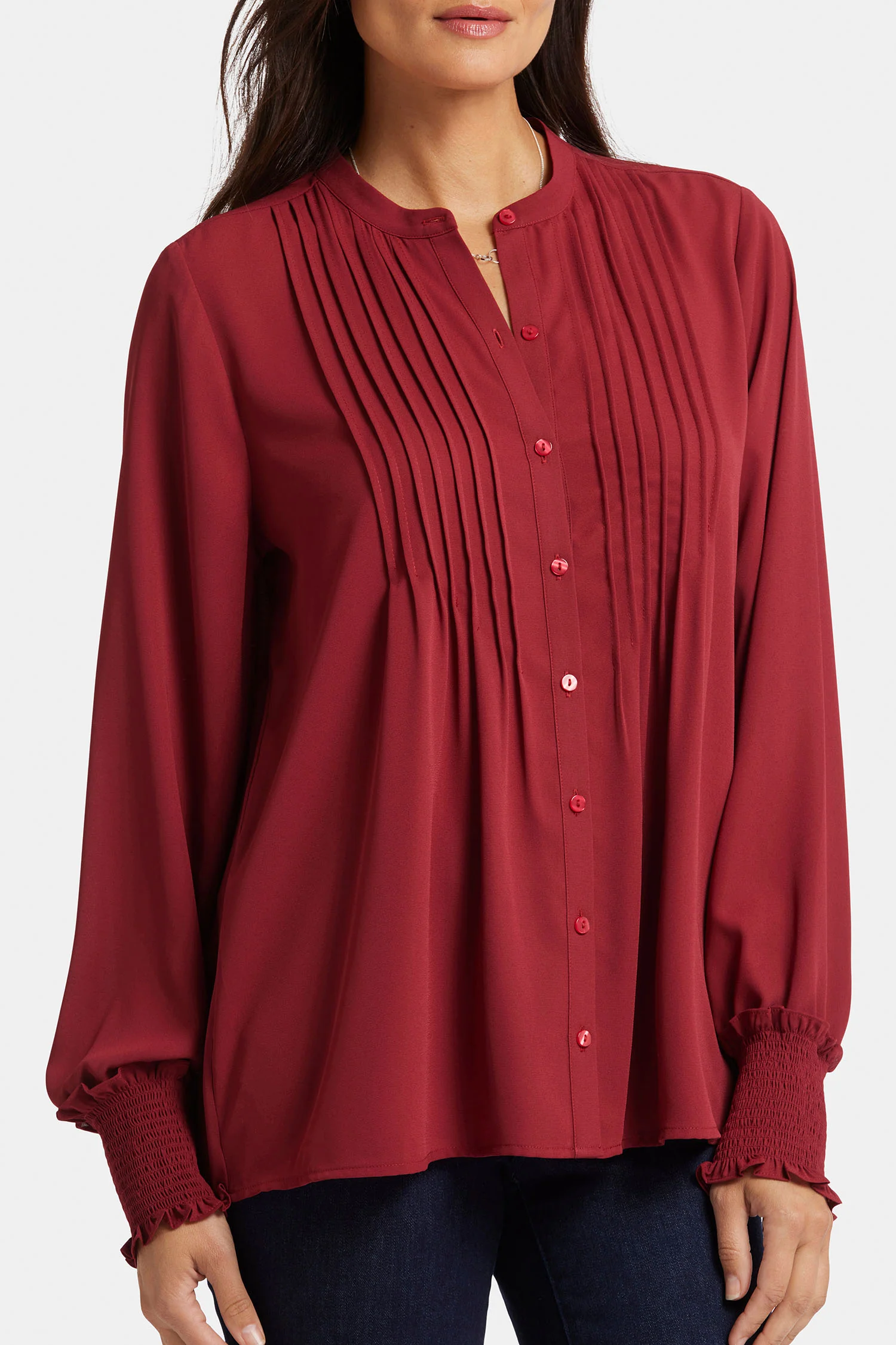 Pleated Peasant Blouse - Wild Currant - Image 7