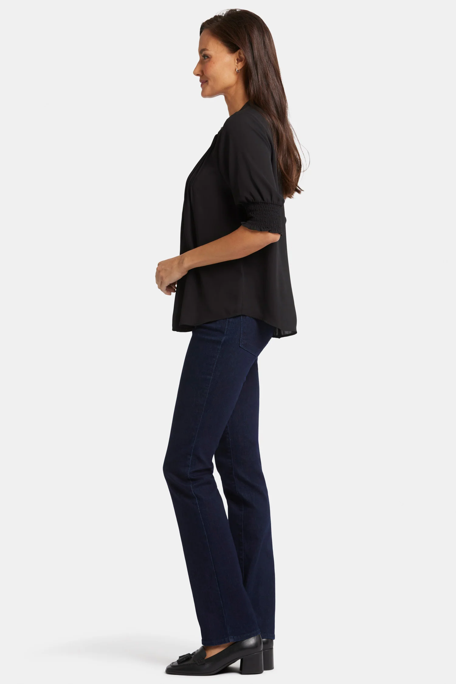 Pleated Short Sleeved Blouse - Black - Image 3