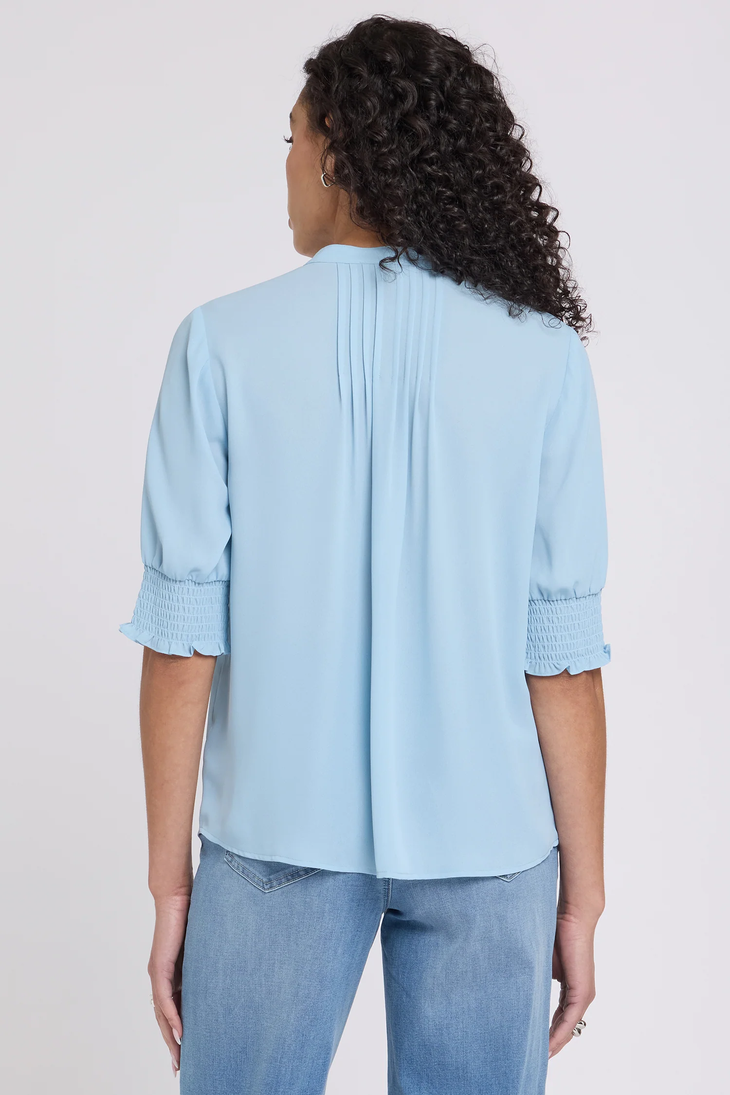 Pleated Short Sleeved Blouse - Starlight - Image 3