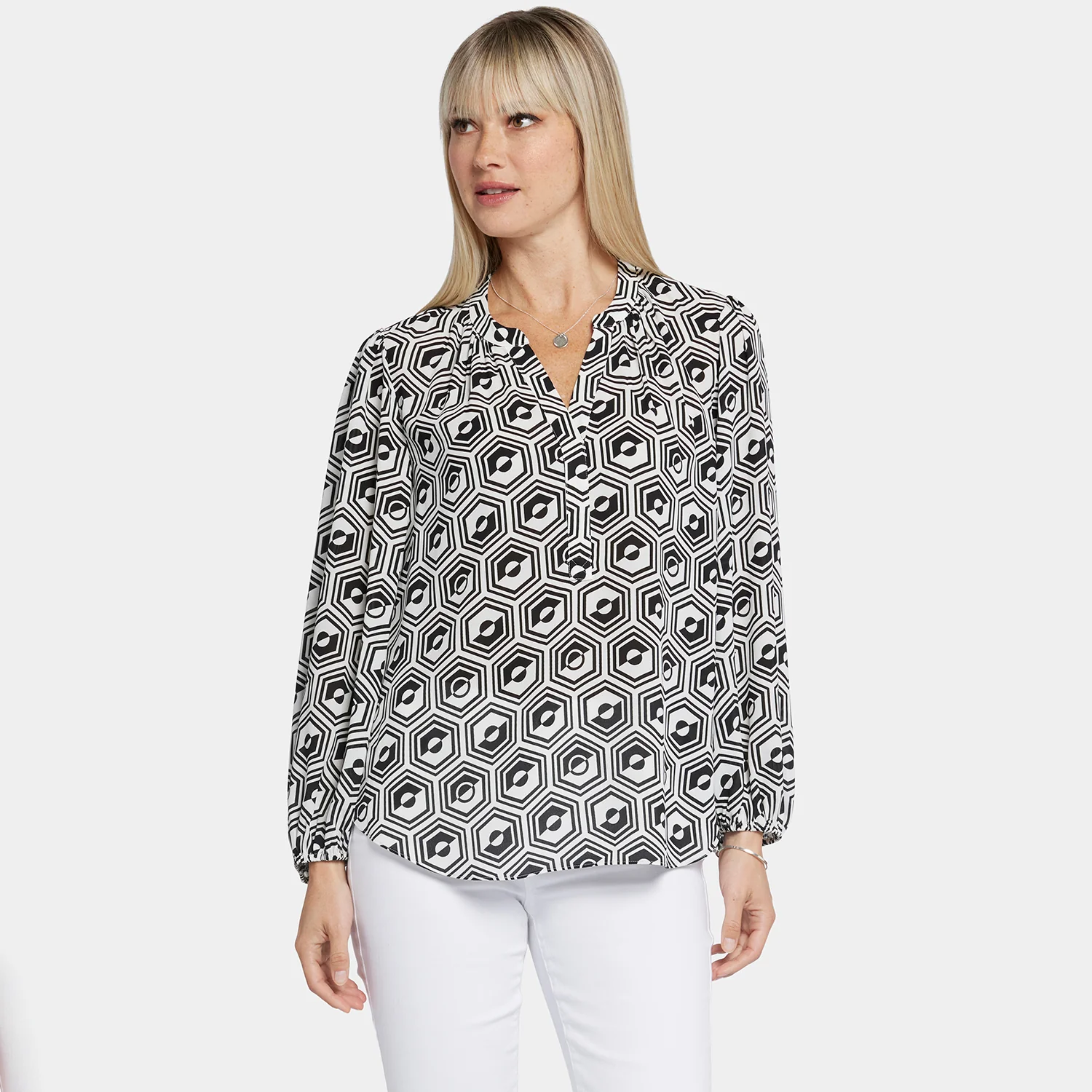 Puff Sleeve Popover Top - Night Owl - Image 7