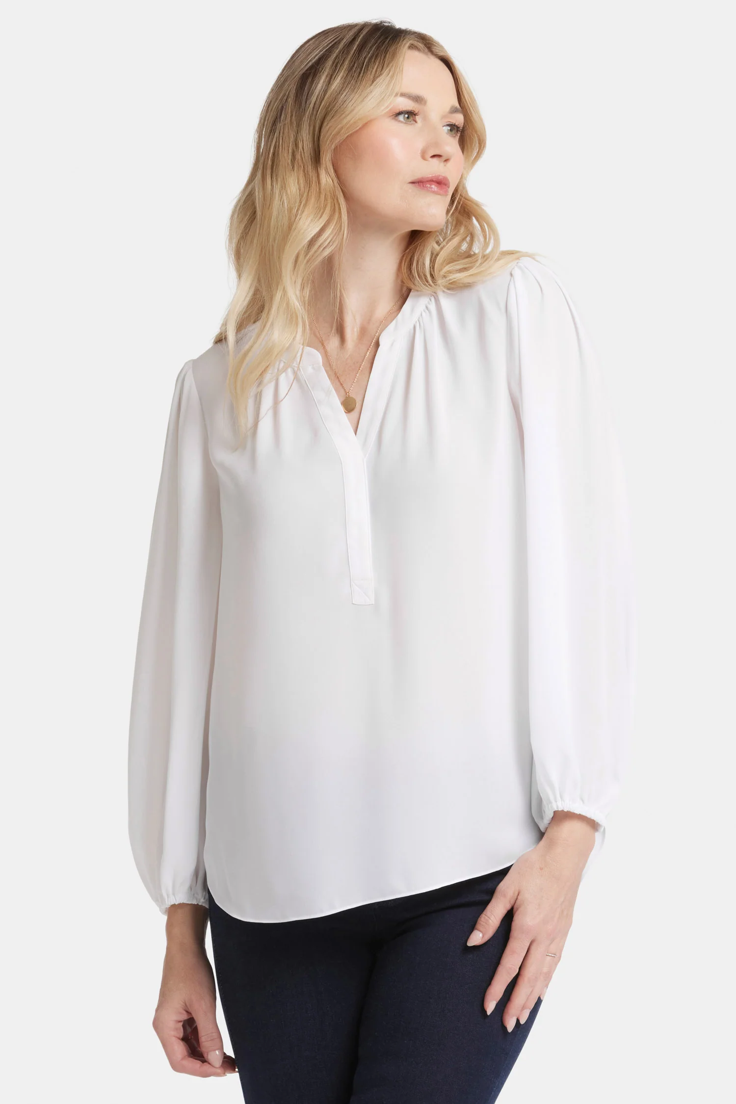 Puff Sleeve Popover Top - Optic White - Image 4