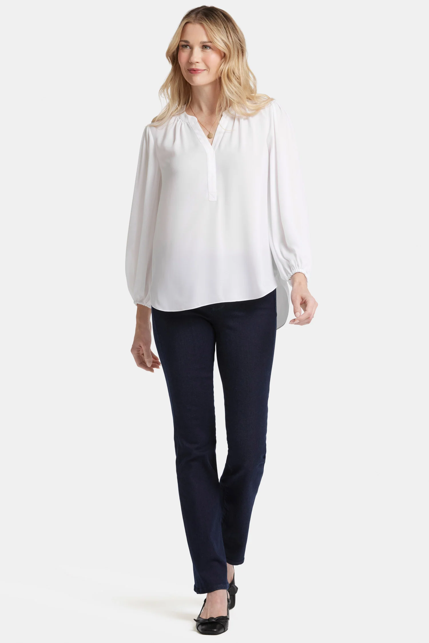 Puff Sleeve Popover Top - Optic White - Image 5