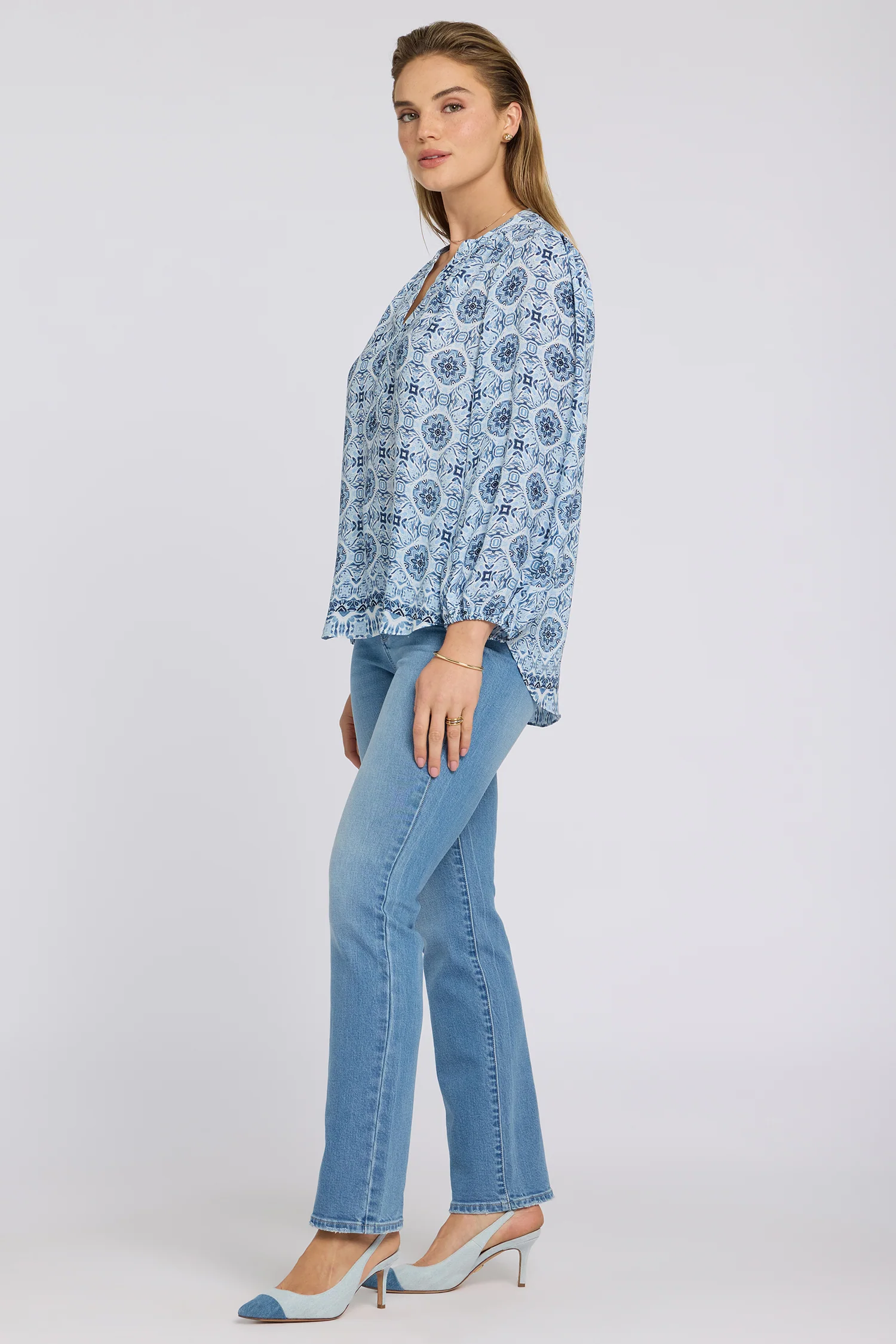 Puff Sleeved Popover Top - Azure Sky - Image 3