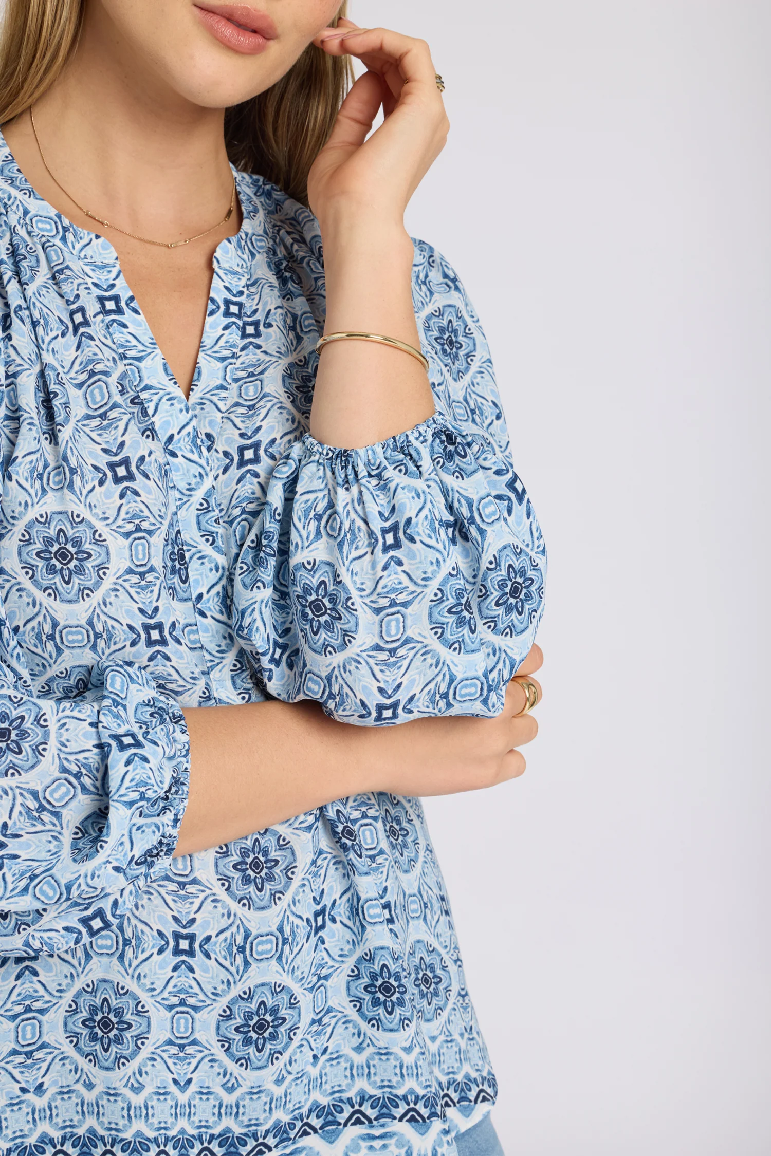 Puff Sleeved Popover Top - Azure Sky - Image 5