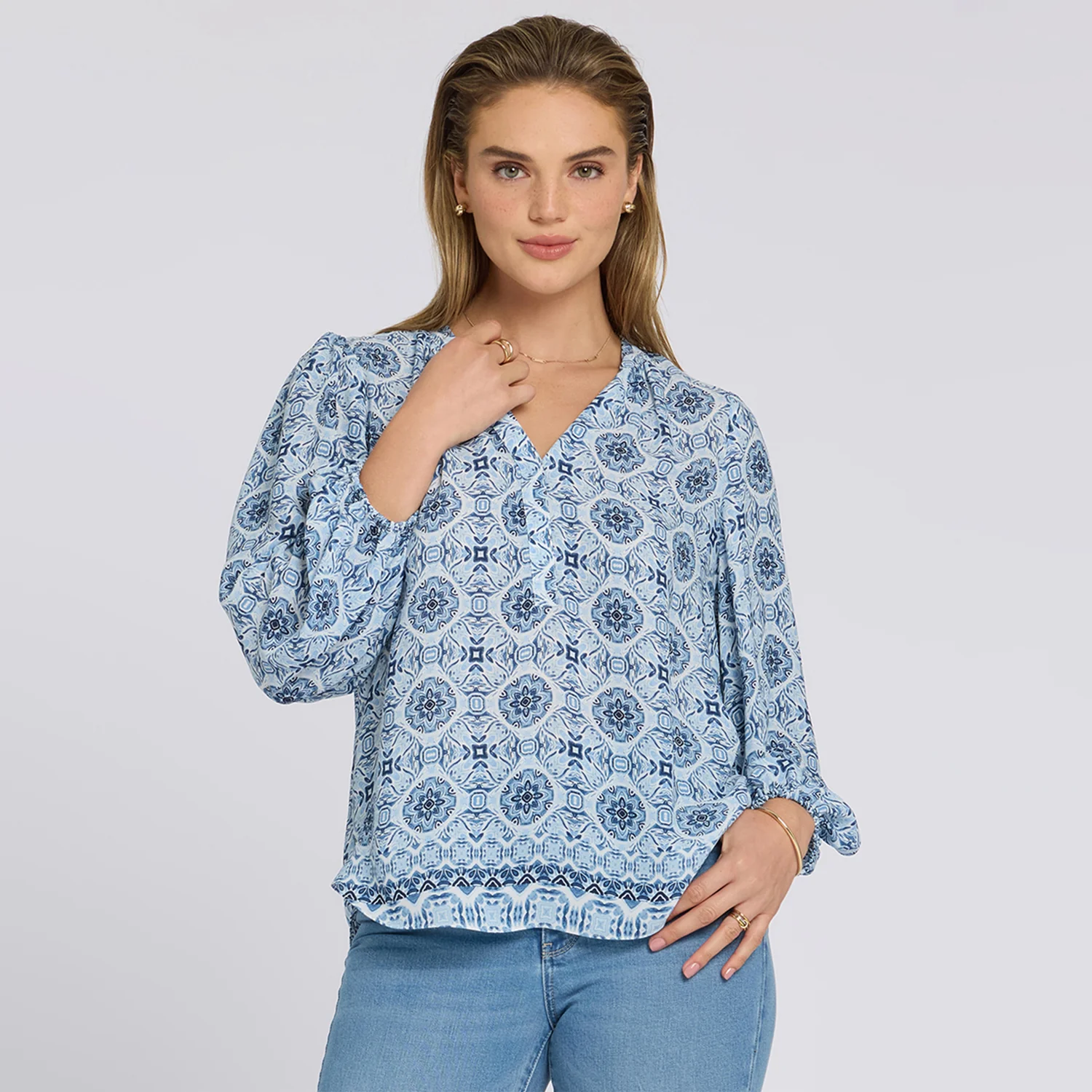 Puff Sleeved Popover Top - Azure Sky - Image 6