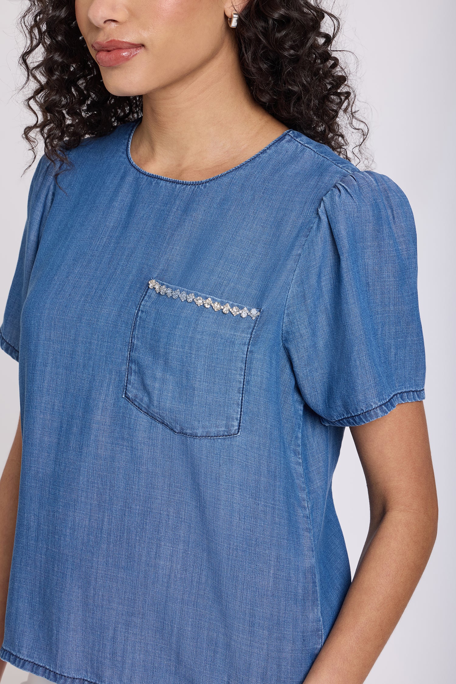 Puff Sleeved Tee - Medium Indigo - Image 2
