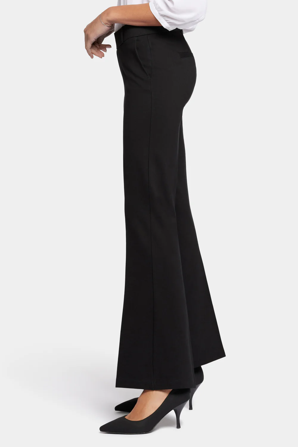 Pull-On Flared Trouser Pants - Black - Image 3