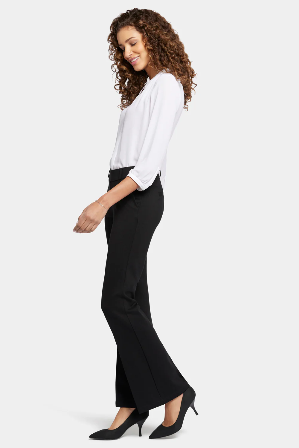 Pull-On Flared Trouser Pants - Black - Image 5