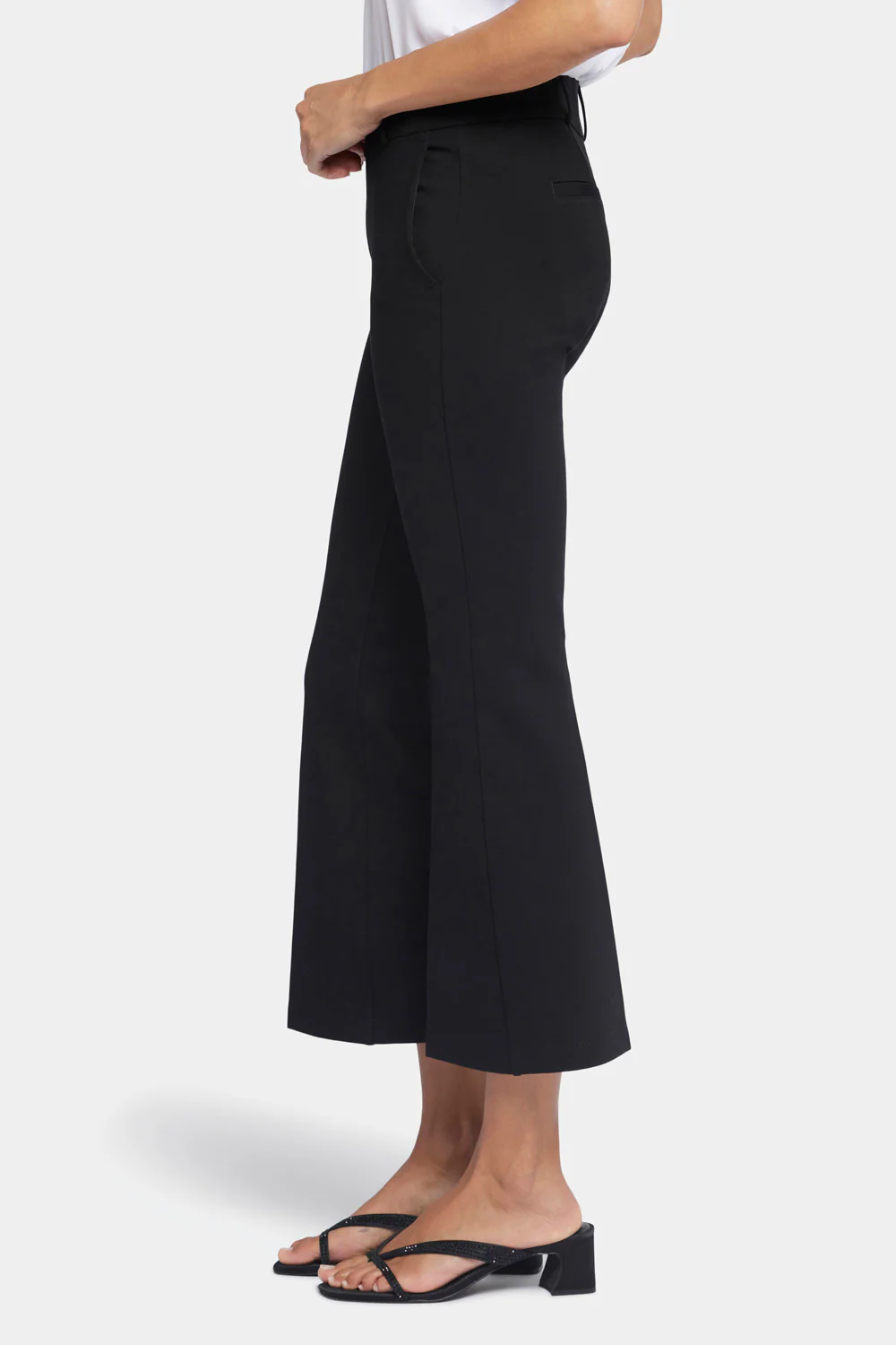 Pull-On Flared Ankle Trouser Pants - Black - Image 3