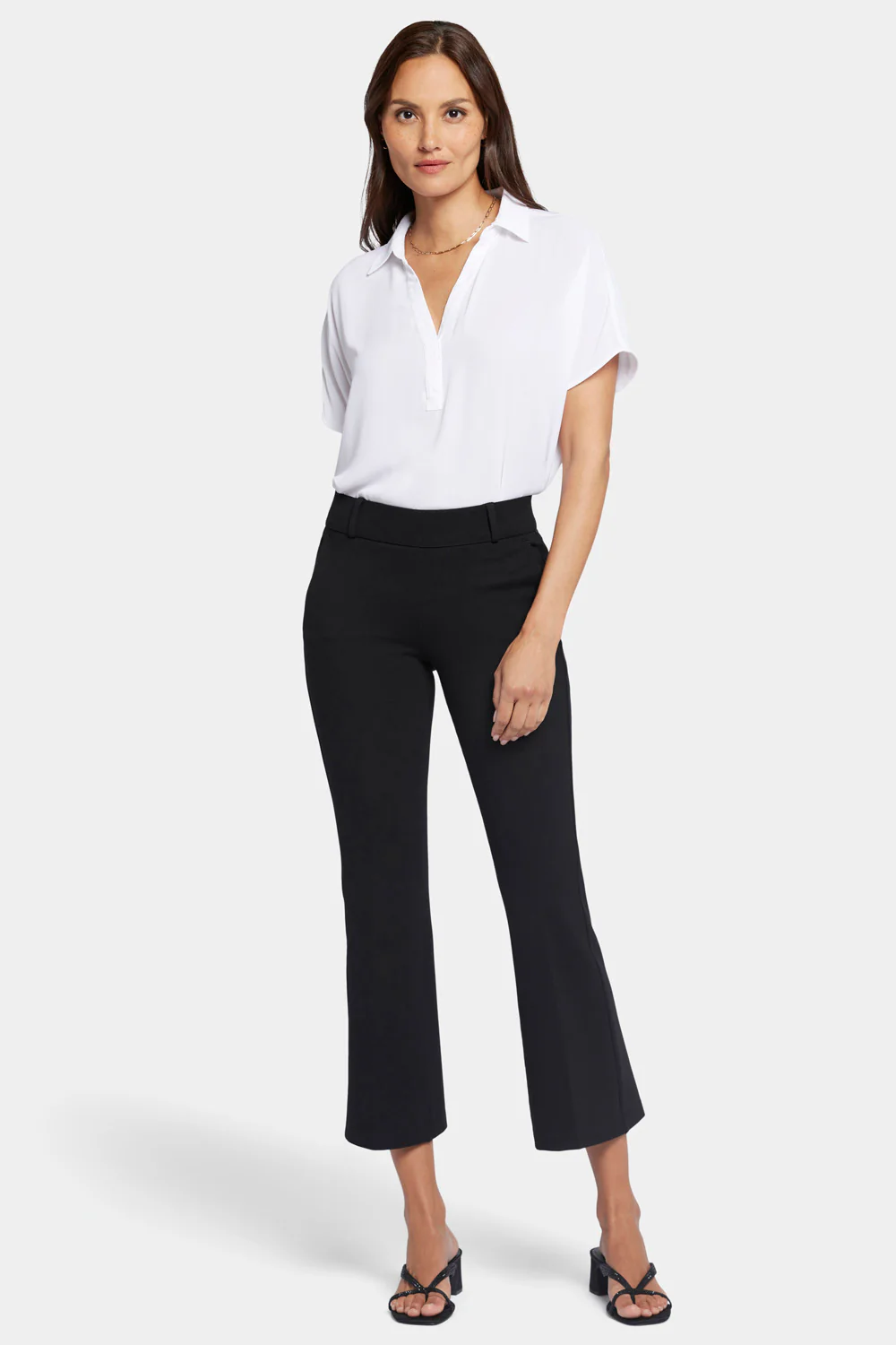 Pull-On Flared Ankle Trouser Pants - Black - Image 4