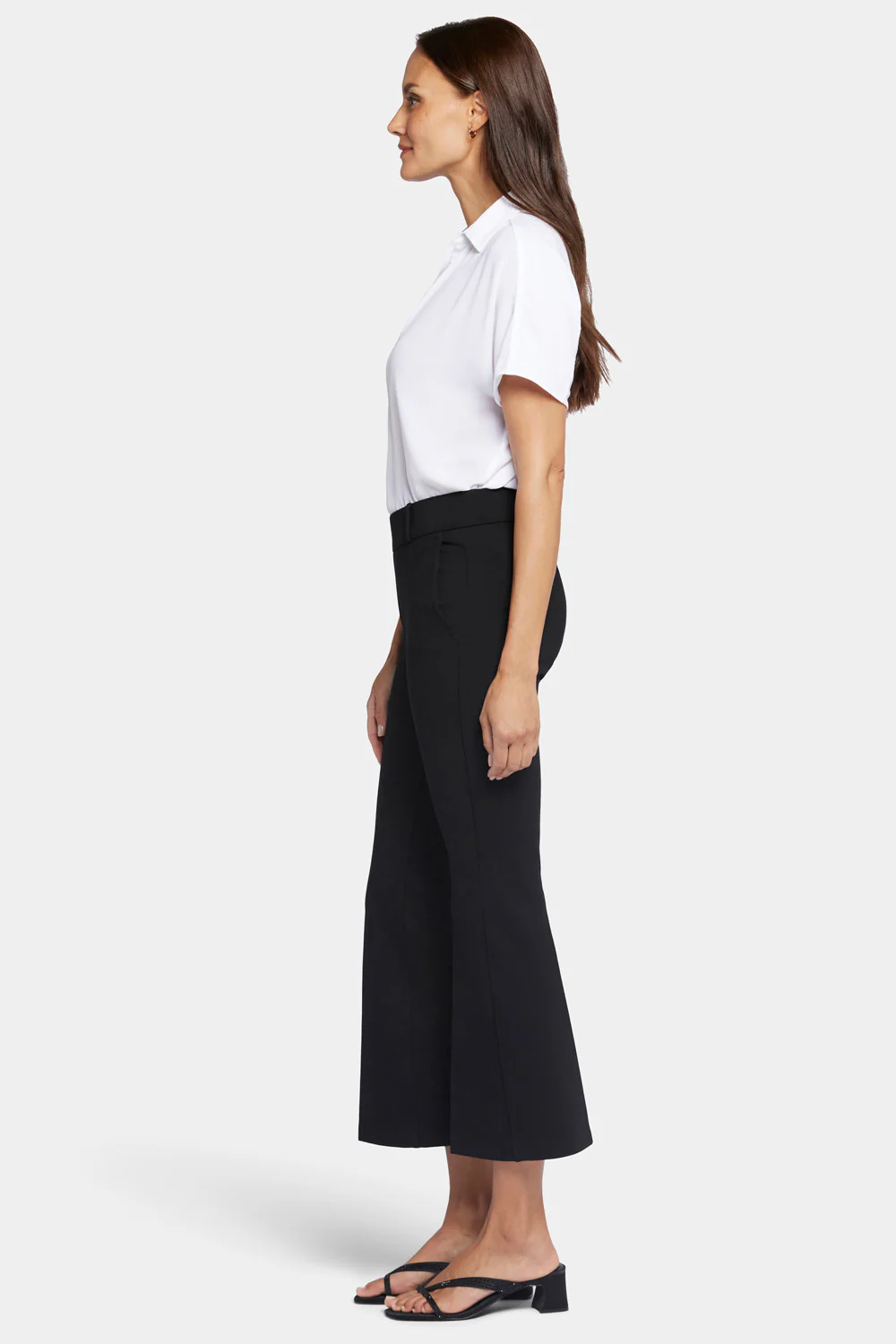Pull-On Flared Ankle Trouser Pants - Black - Image 5