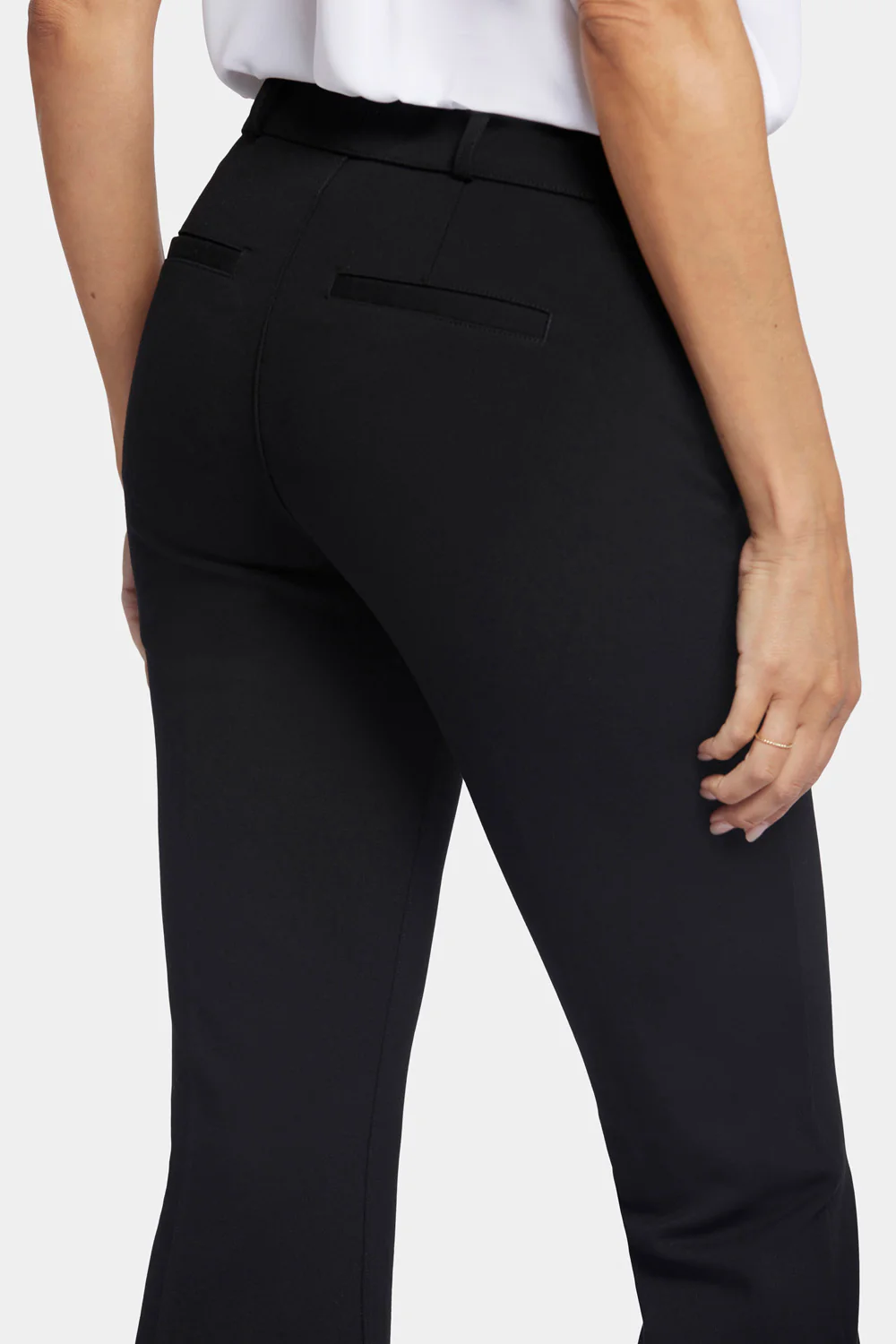 Pull-On Flared Ankle Trouser Pants - Black - Image 6
