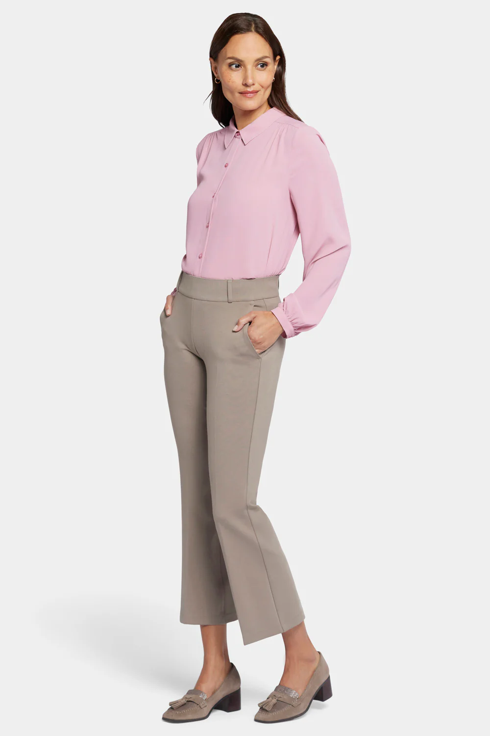 Pull-On Flared Ankle Trouser Pants - Saddlewood - Image 4