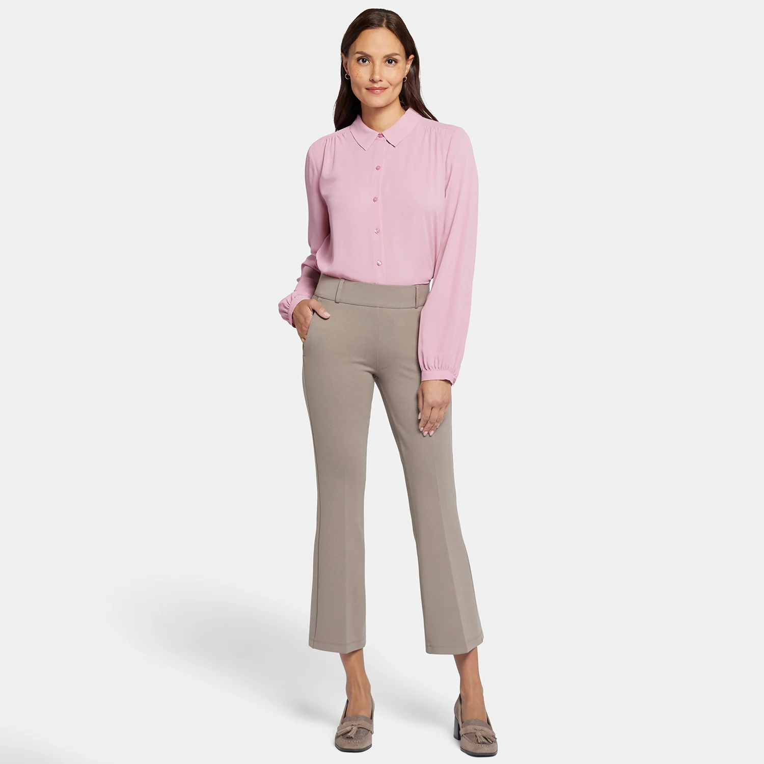 Pull-On Flared Ankle Trouser Pants - Saddlewood - Image 7