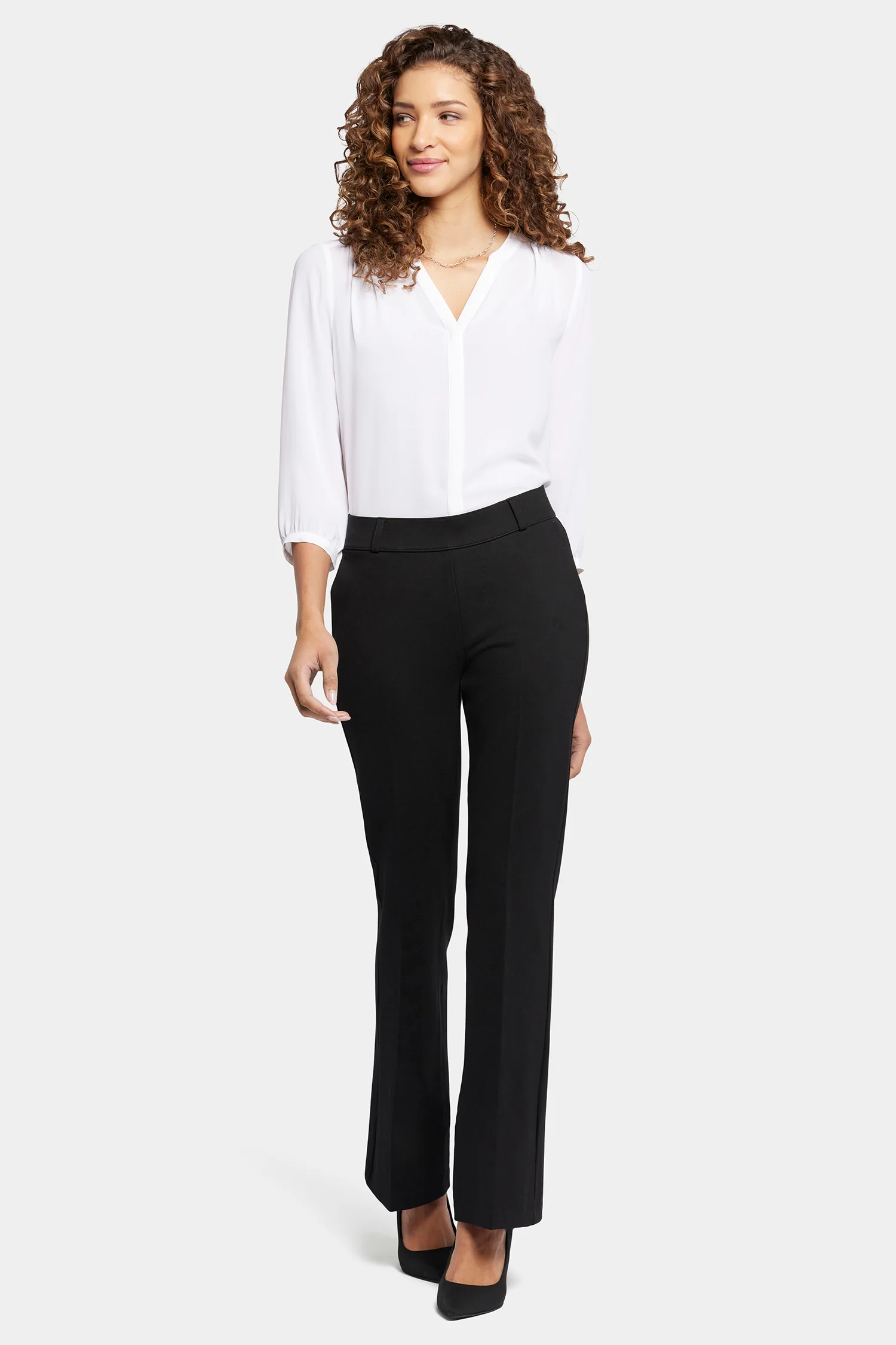 Pull-On Flared Trouser Pants In Petite - Black - Image 4