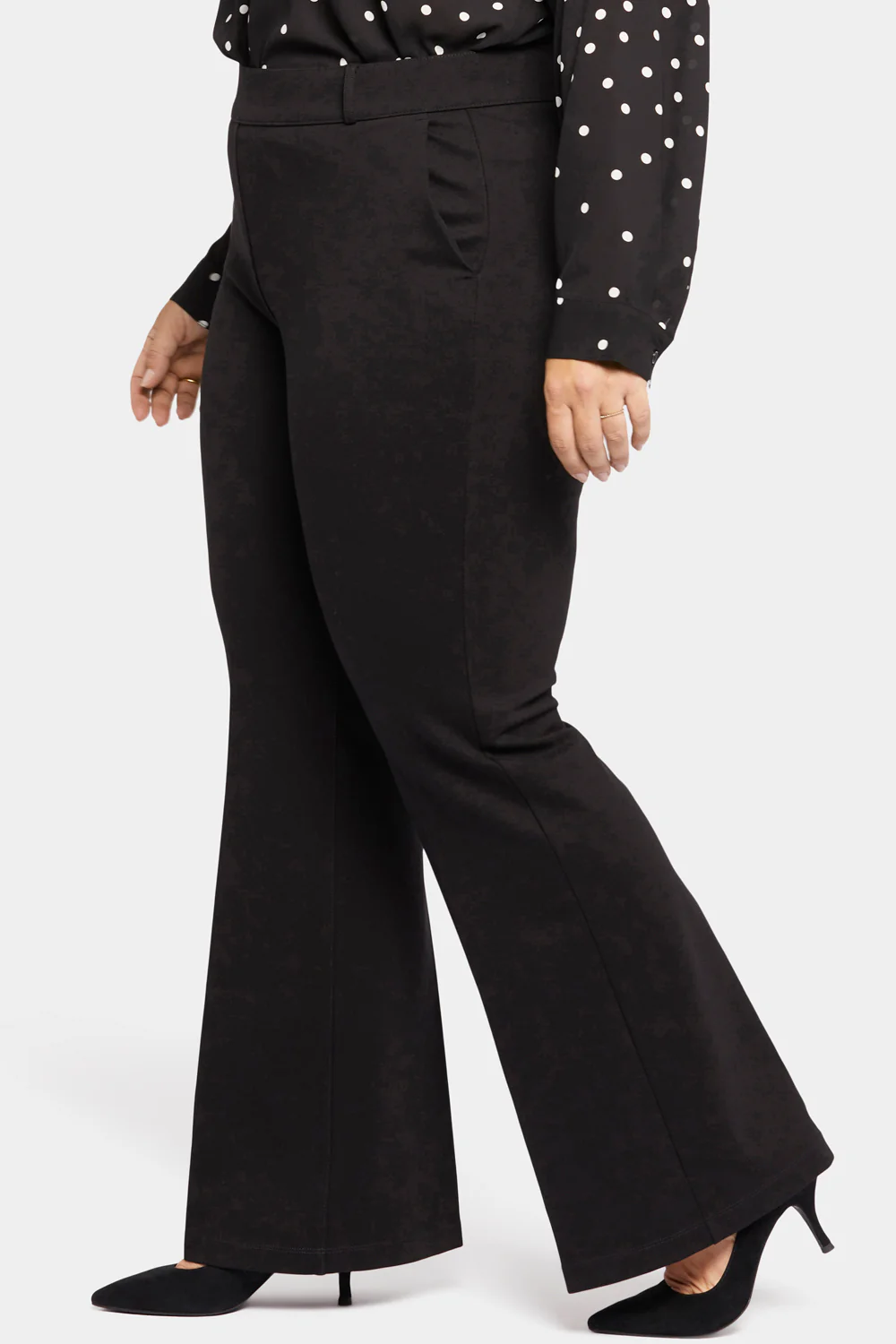 Pull-On Flared Trouser Pants In Plus Size - Black - Image 2