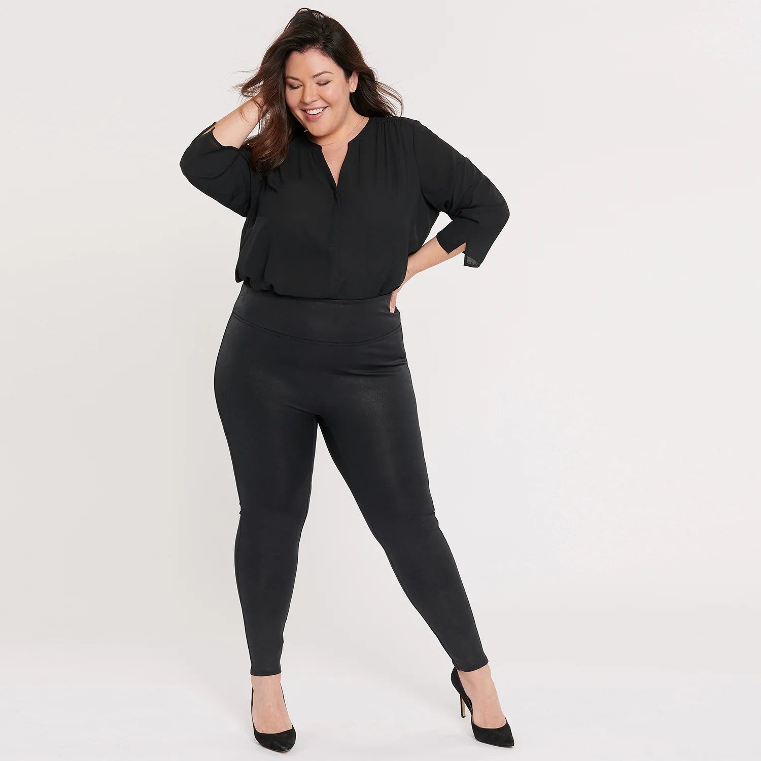 Pull-On Skinny Legging Pants In Plus Size - Jet Black - Image 7